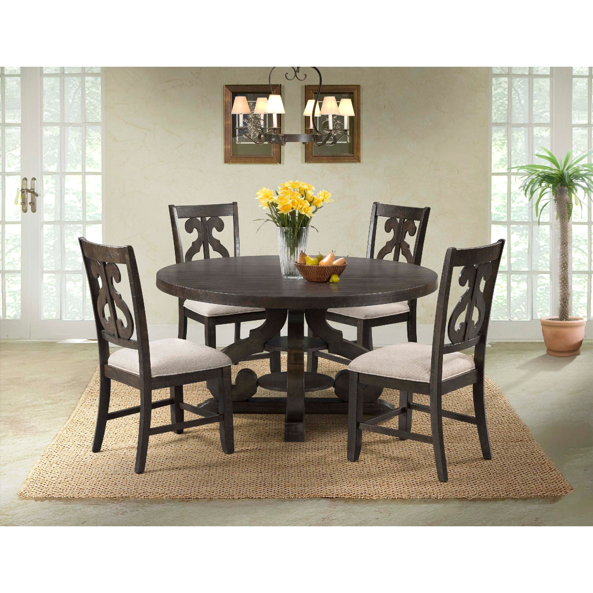 Stone Round Dining Table W/PU Base – SKU DST180DT | Elements