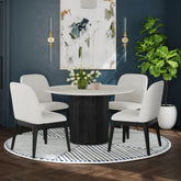Sylvie Dining Side Chair with White Fabric in Black with Grain (2 Per Carton) – SKU D-16000-8W-SC | Elements