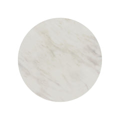 Sylvie Round Dining Table with White Faux Marble Top in Black with Grain