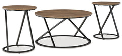 Hoover Furniture Outlet - Ashley Furniture - Cassbryn Table (Set of 3) - Occasional Table Set (3/CN) / Brown/Black - T152-13