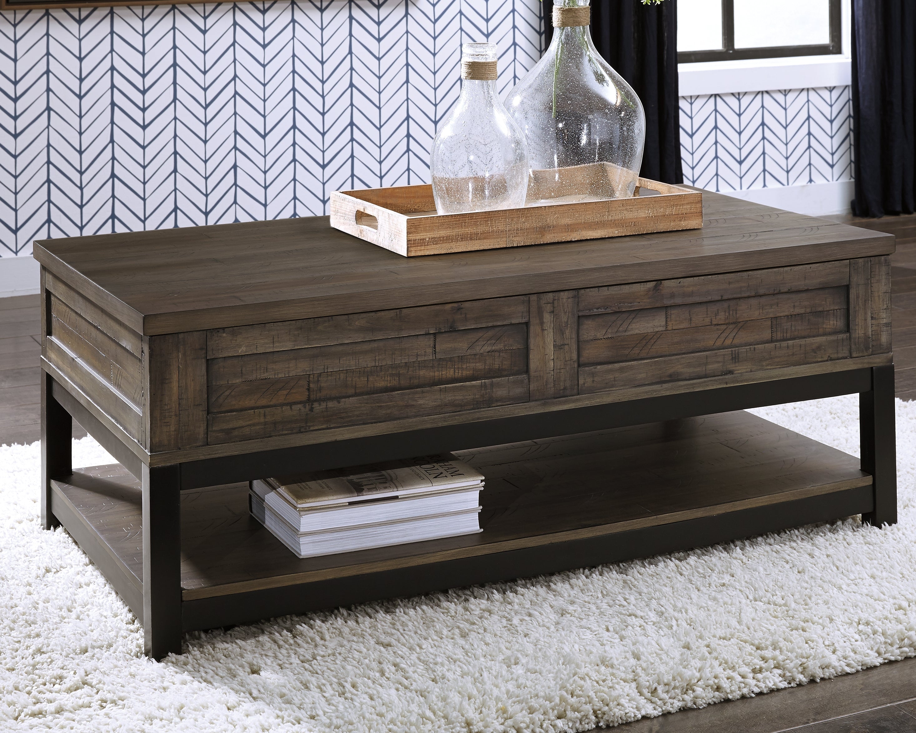 Hoover Furniture Outlet - Ashley Furniture - Johurst Coffee Table with Lift Top - LIFT TOP COCKTAIL TABLE - T444-9