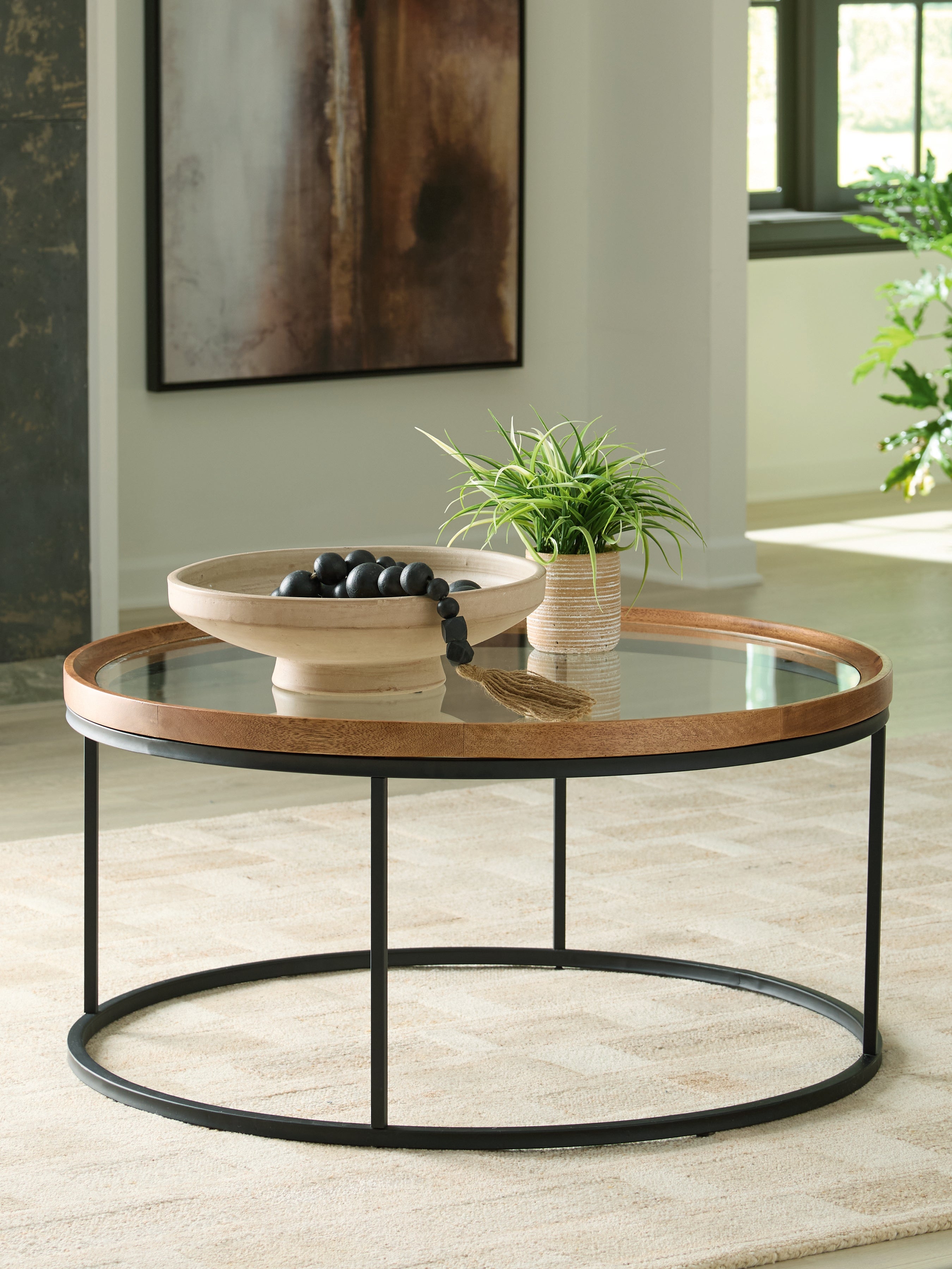 Hoover Furniture Outlet - Ashley Furniture - Noraluna Coffee Table - Round Cocktail Table - T502-8