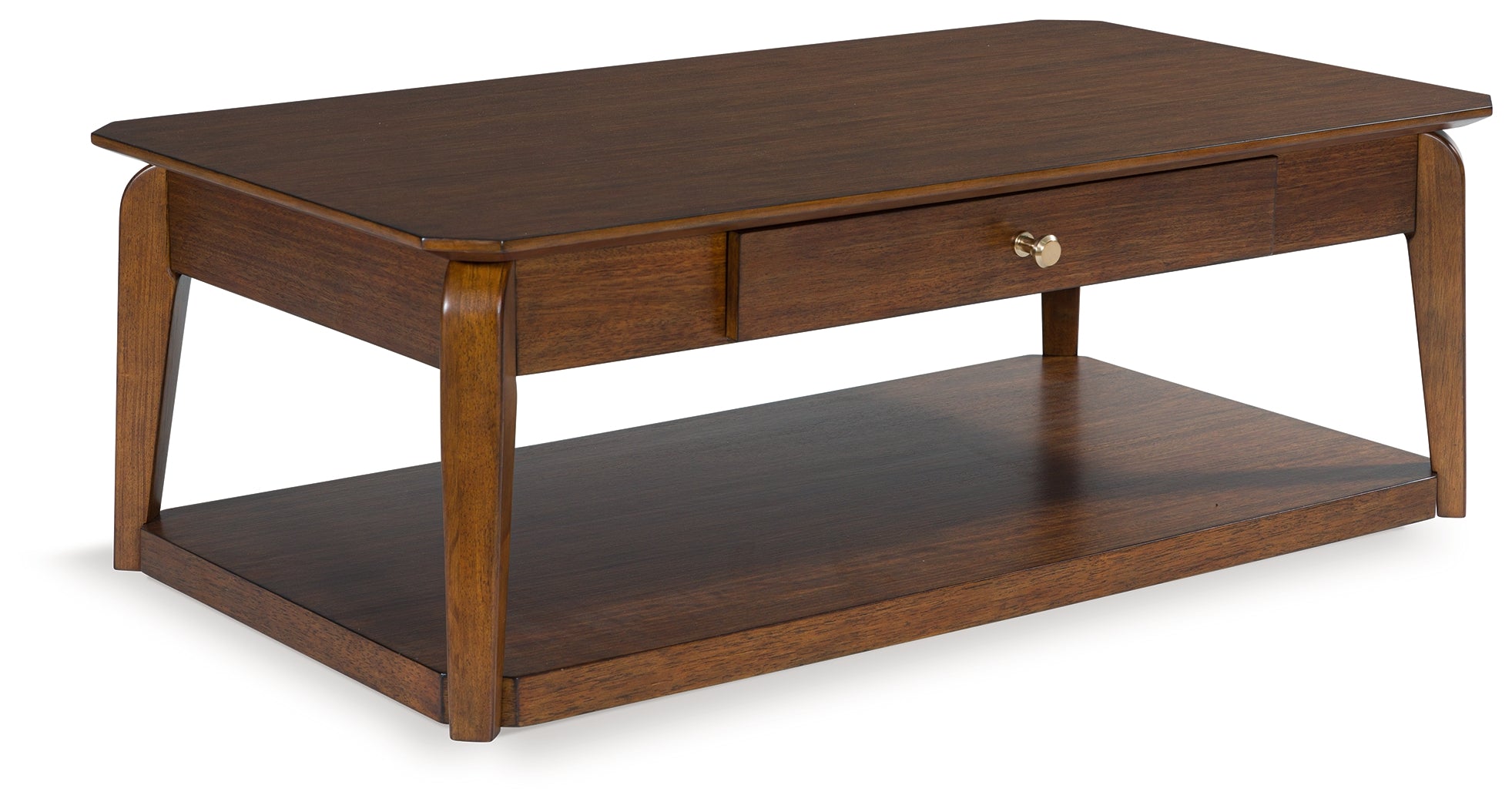 Hoover Furniture Outlet - Ashley Furniture - Trenmour Coffee Table - Rectangular Cocktail Table / Medium Brown - T596-1