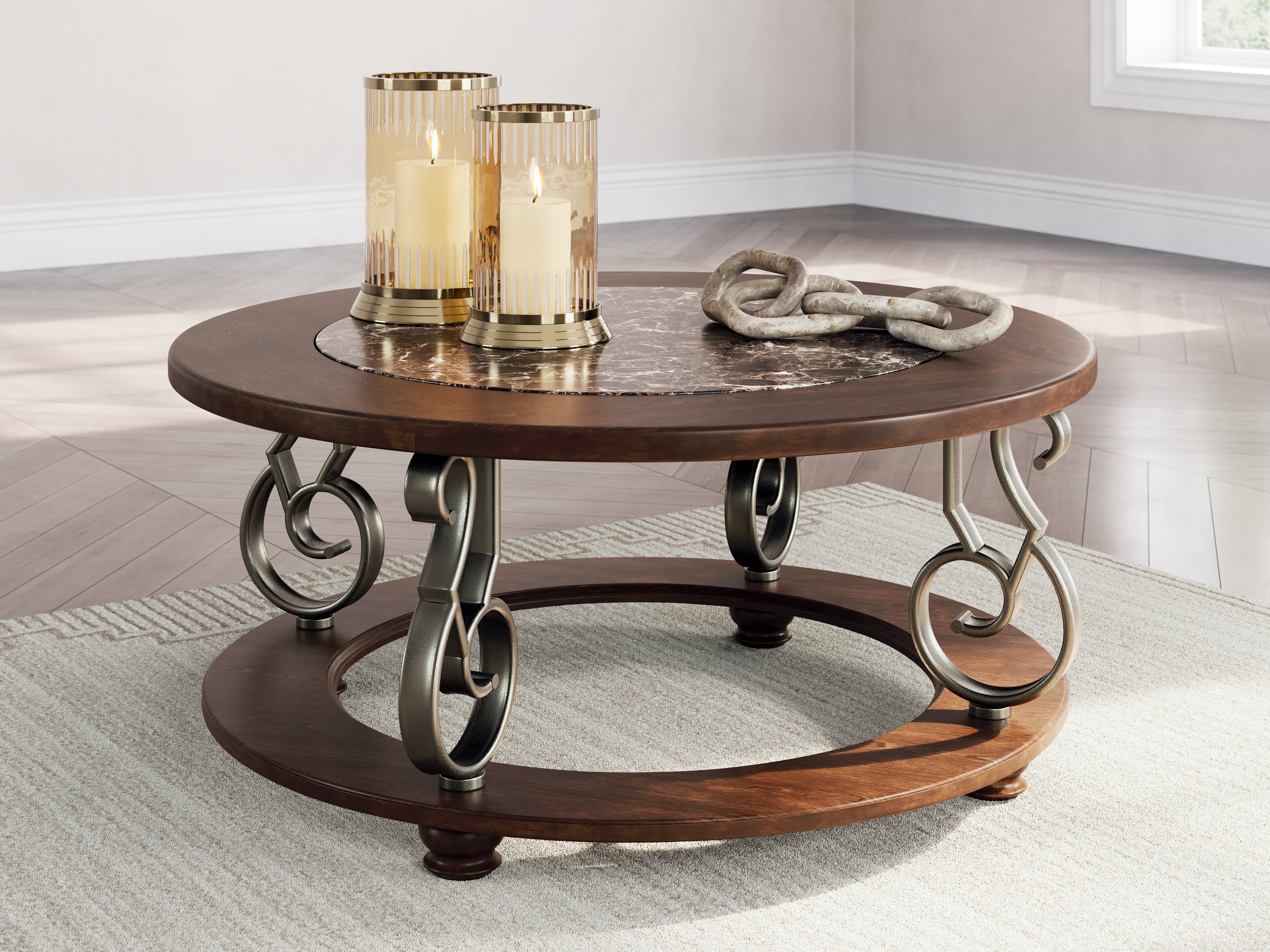 Hoover Furniture Outlet - Ashley Furniture - Frallyn Coffee Table - Round Cocktail Table - T623-8