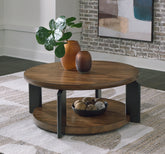 Hoover Furniture Outlet - Ashley Furniture - Kraeburn Coffee Table - Round Cocktail Table - T624-8