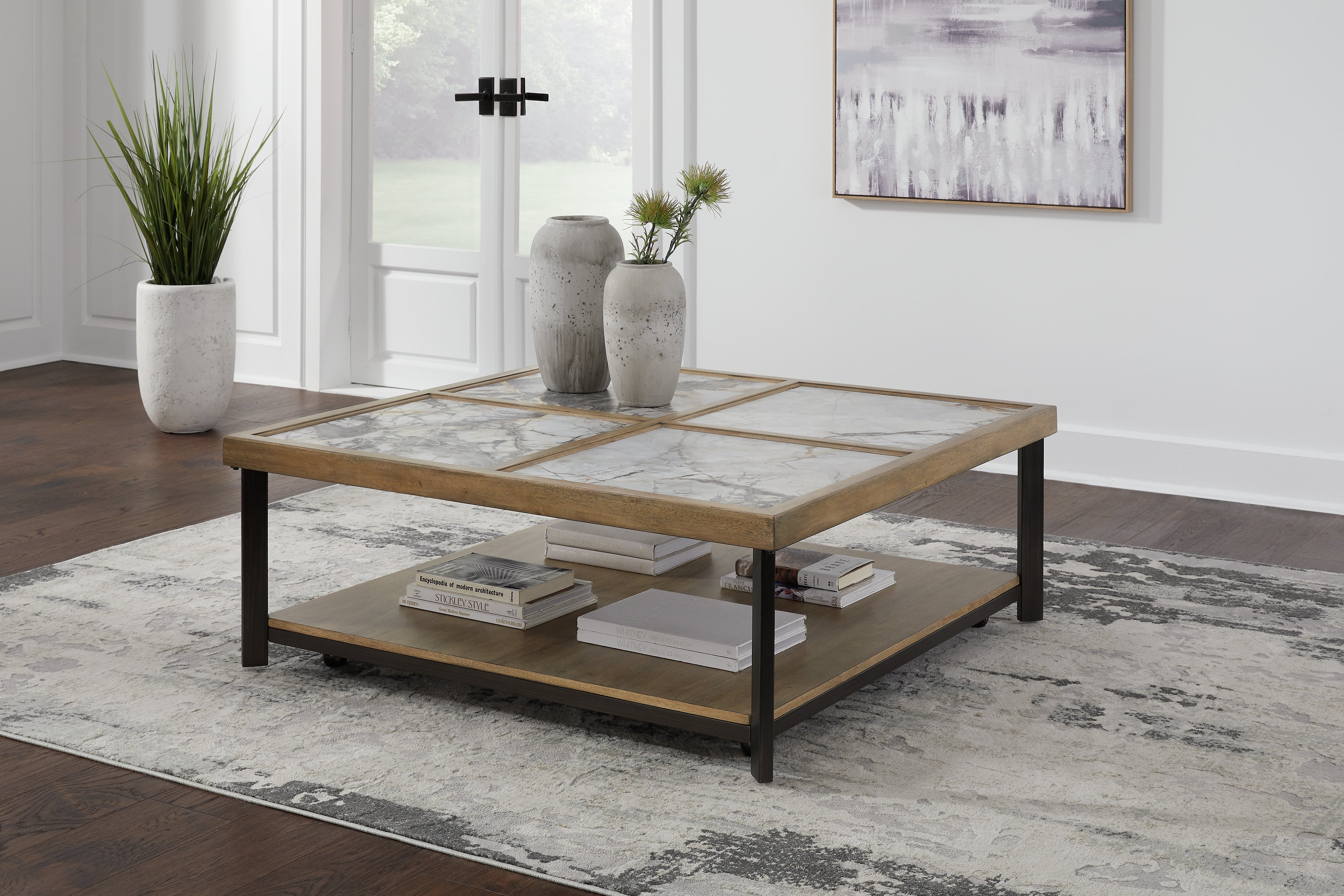 Hoover Furniture Outlet - Ashley Furniture - Montia Coffee Table - Square Cocktail Table - T632-8