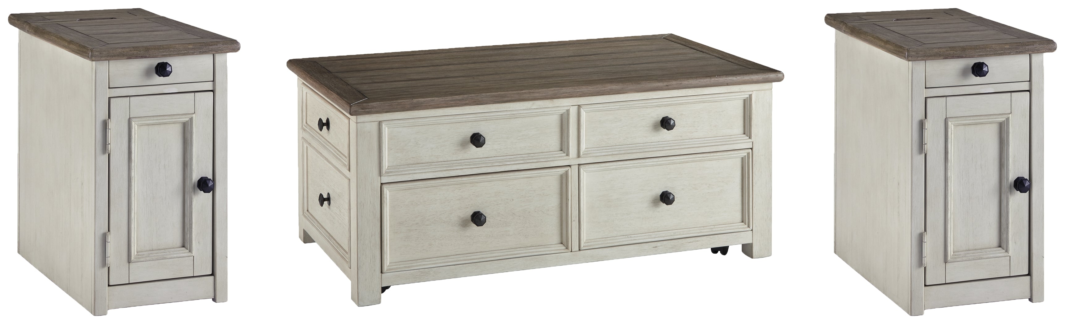 Hoover Furniture Outlet - Ashley Furniture - Bolanburg Coffee Table and 2 Chairside End Tables - Coffee Table and 2 Chairside End Tables - T637T2