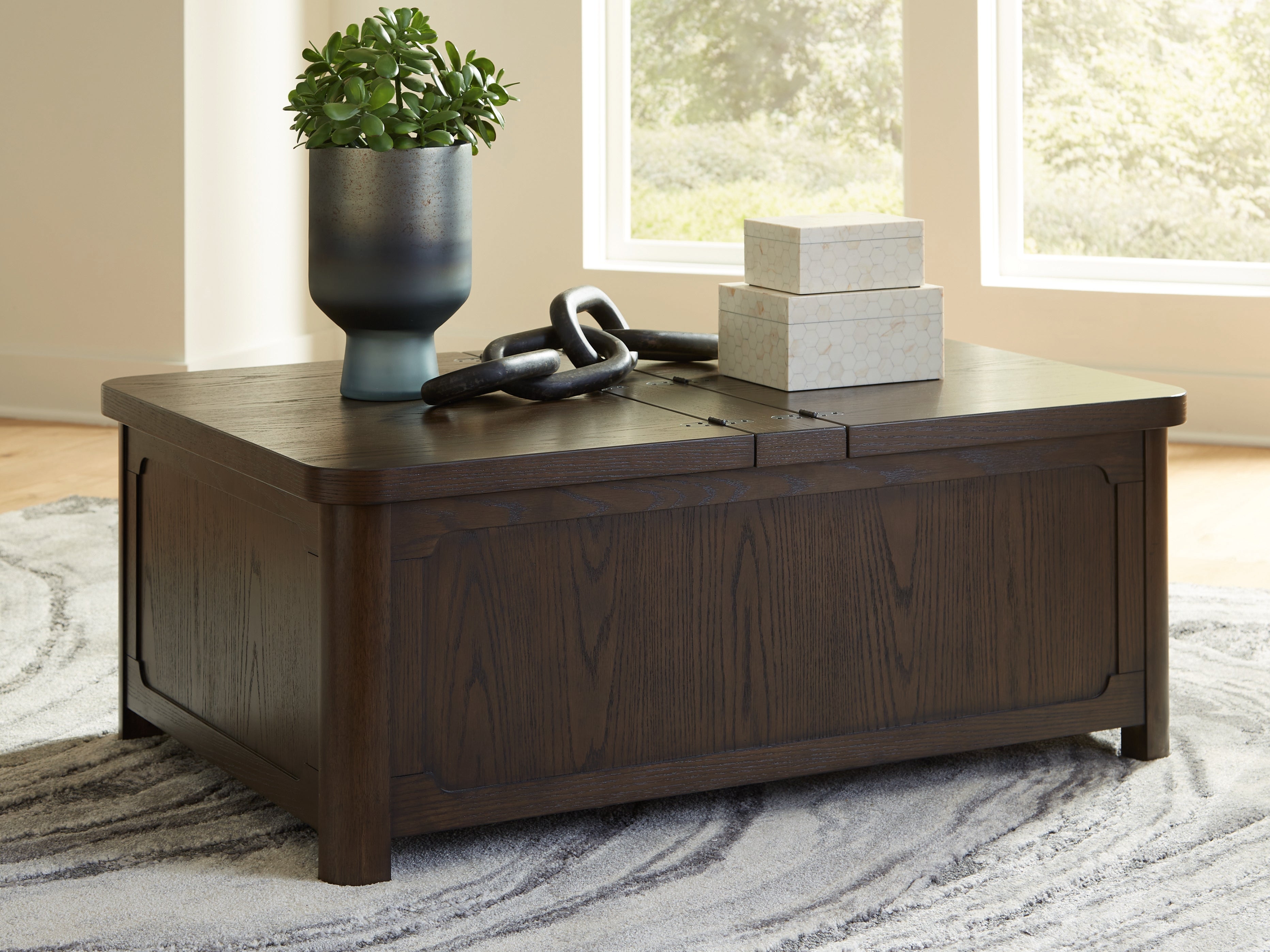 Hoover Furniture Outlet - Ashley Furniture - Breckington Coffee Table With Storage - Cocktail Table with Storage - T678-20