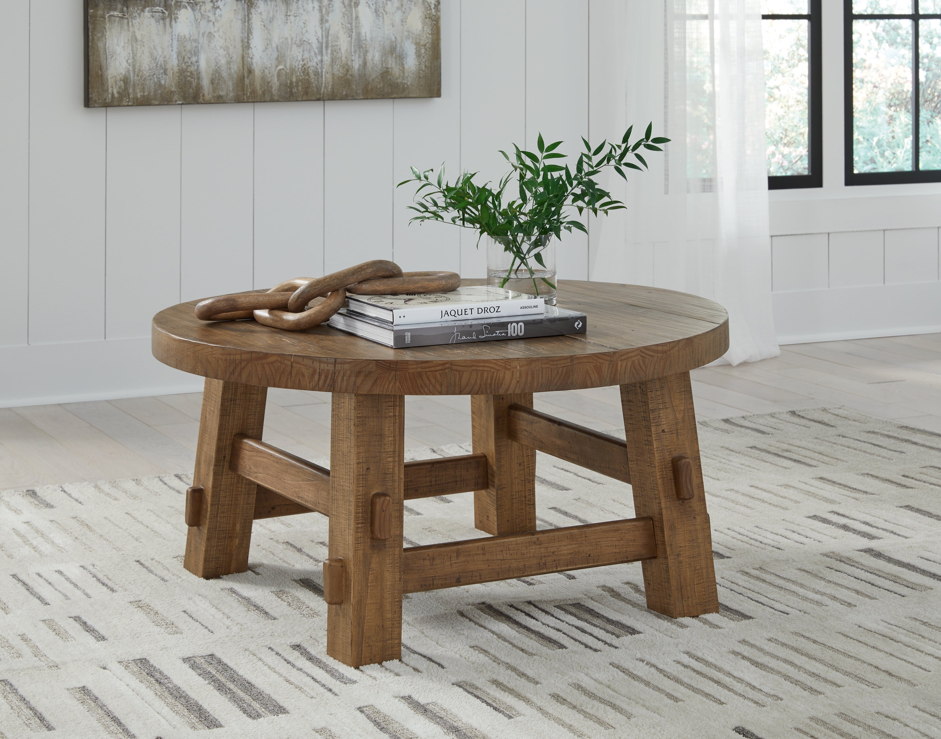 Hoover Furniture Outlet - Ashley Furniture - Mackifeld Coffee Table - Round Cocktail Table - T724-8