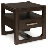 Hoover Furniture Outlet - Ashley Furniture - Breckington End Table - Square End Table / Dark Brown - T856-2