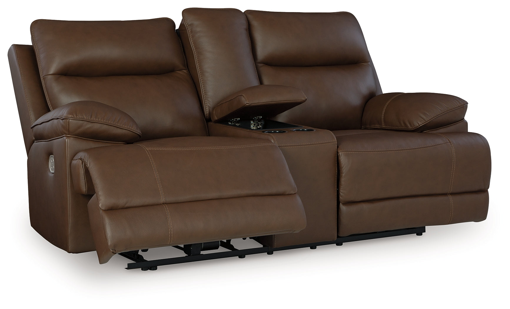 Hoover Furniture Outlet - Ashley Furniture - VonRyan Power Reclining Loveseat - PWR REC Loveseat/CON/ADJ HDRST / Tobacco - U1040018