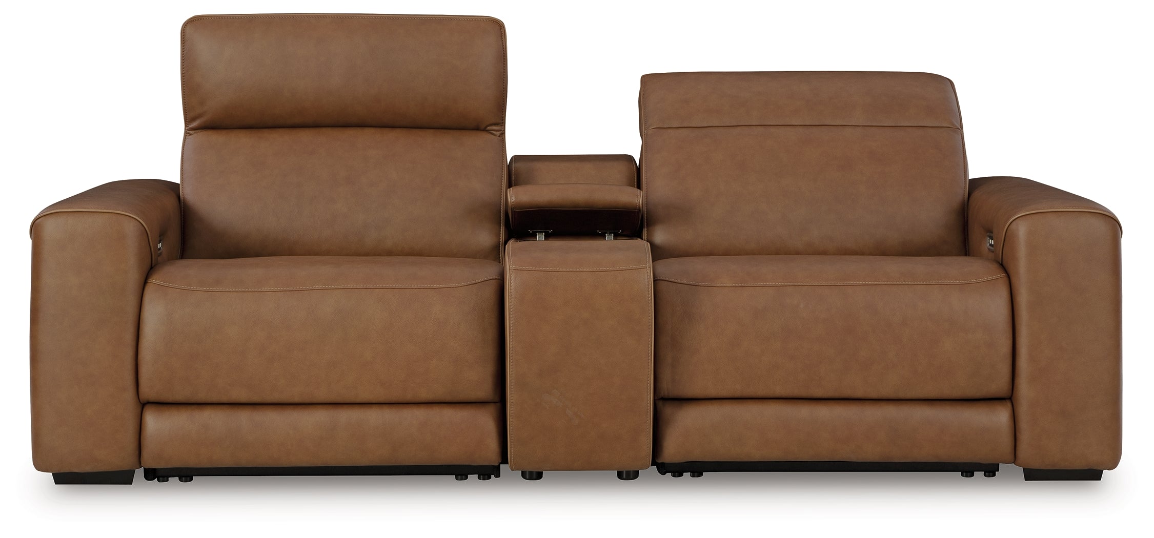 Hoover Furniture Outlet - Ashley Furniture - Magic Man 2-Piece Power Reclining Sectional Loveseat with Console - 2-Piece Power Reclining Sectional Loveseat with Console / Caramel - PCU10700S3