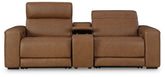 Hoover Furniture Outlet - Ashley Furniture - Magic Man 2-Piece Power Reclining Sectional Loveseat with Console - 2-Piece Power Reclining Sectional Loveseat with Console / Caramel - PCU10700S3
