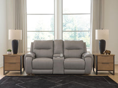 Hoover Furniture Outlet - Ashley Furniture - Real Moments Power Reclining Loveseat with Audio Seating - PWR REC Love w/Audio Seating - PCU1370018A