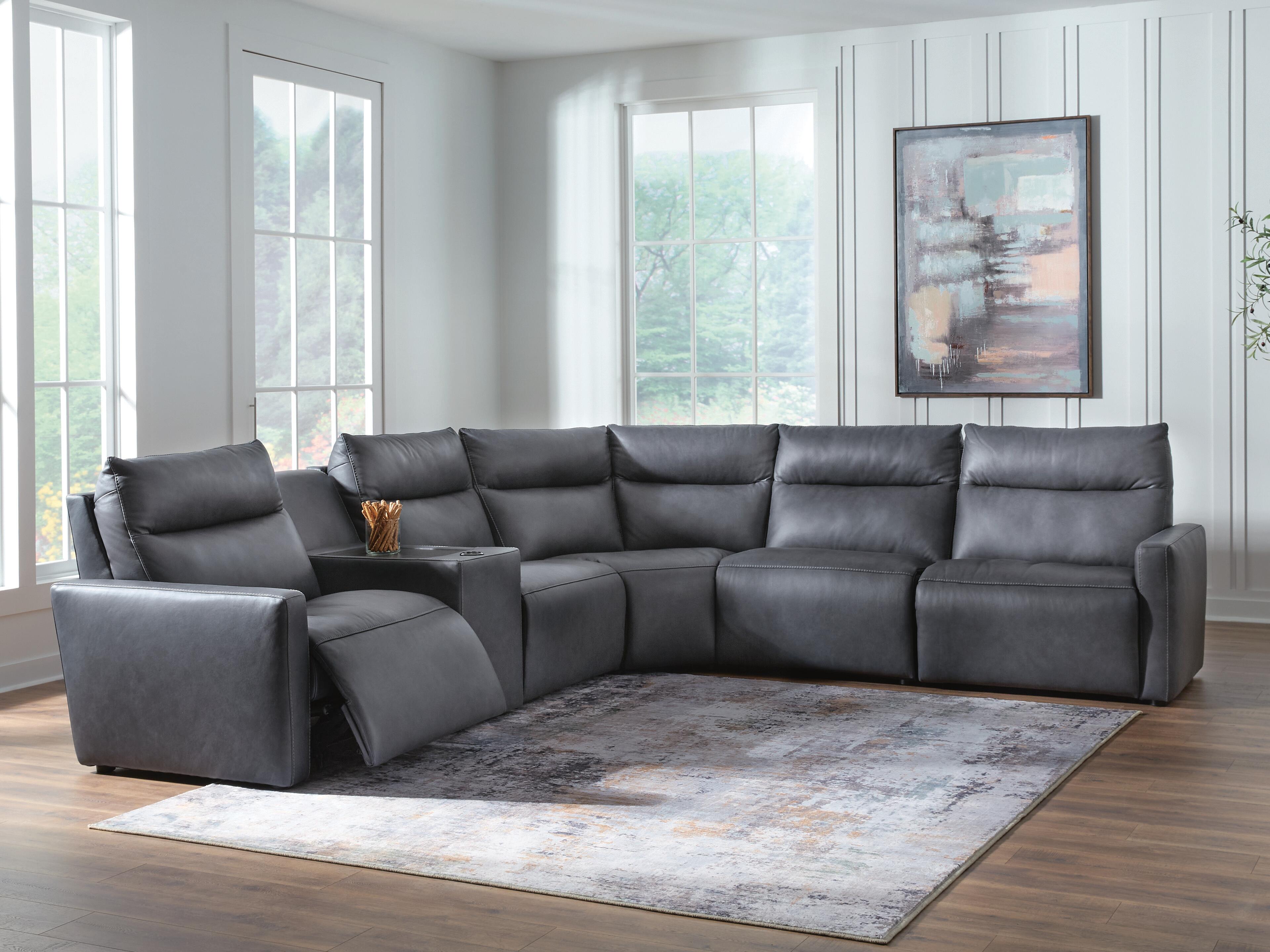 Hoover Furniture Outlet - Ashley Furniture - ModZ 6-Piece Power Reclining Sectional with Audio Console - 6-Piece Power Reclining Sectional with Audio Console - U14001S9