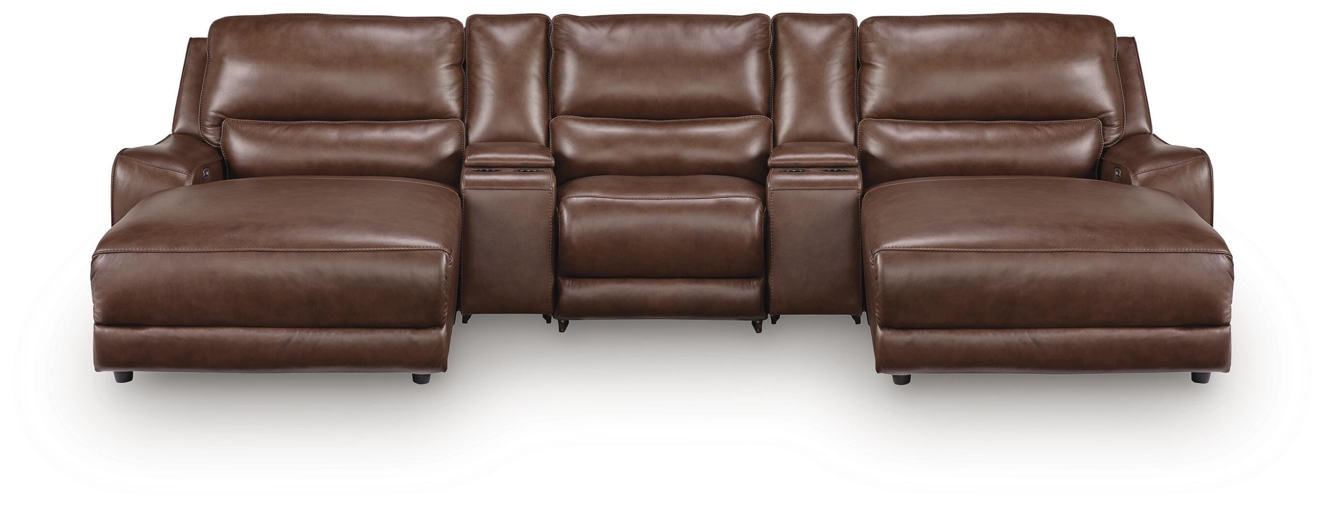 Hoover Furniture Outlet - Ashley Furniture - DeepWakes 5-Piece Reclining Sectional with Double Chaise and Storage Consoles - 5-Piece Reclining Sectional with Double Chaise and Storage Consoles - PCU62607S41