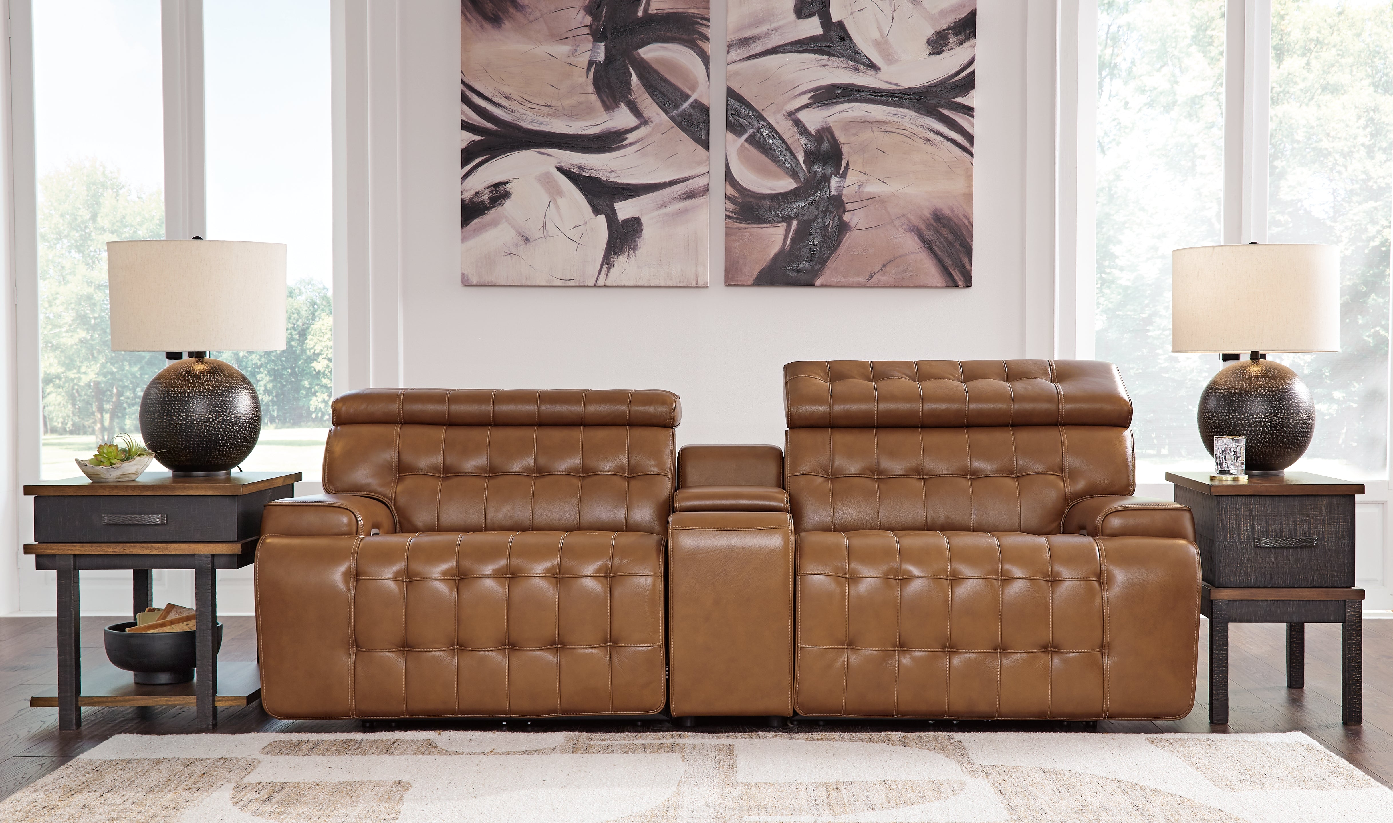 Hoover Furniture Outlet - Ashley Furniture - Temmpton 3-Piece Power Reclining Sectional Loveseat with Console - 3-Piece Power Reclining Sectional Loveseat with Console - U92708S2