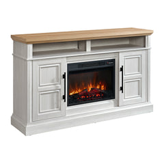 Villa Console with 23" Fireplace Insert in White & Natural