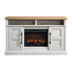 Villa Console with 23" Fireplace Insert in White & Natural