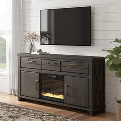 Hoover Furniture Outlet - Ashley Furniture - Brazen Valley 71" TV Stand with Electric Fireplace - 71" TV Stand with Electric Fireplace - W2648W1