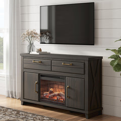 Hoover Furniture Outlet - Ashley Furniture - Brazen Valley 60" TV Stand with Electric Fireplace - 60" TV Stand with Electric Fireplace - W2648W4