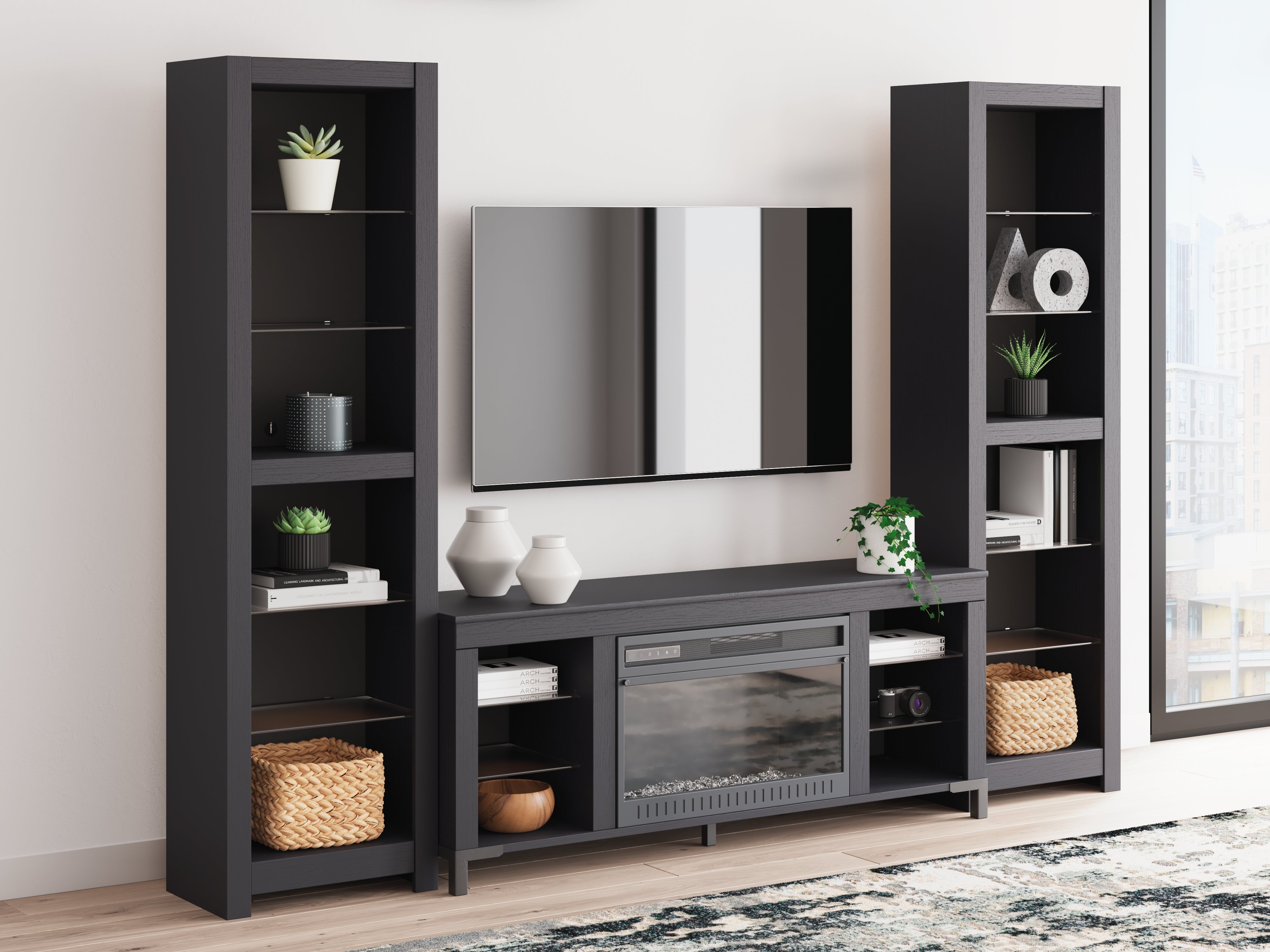 Hoover Furniture Outlet - Ashley Furniture - Cayberry 3-Piece Entertainment Center with Electric Fireplace - 3-Piece Entertainment Center with Electric Fireplace - W2721W2