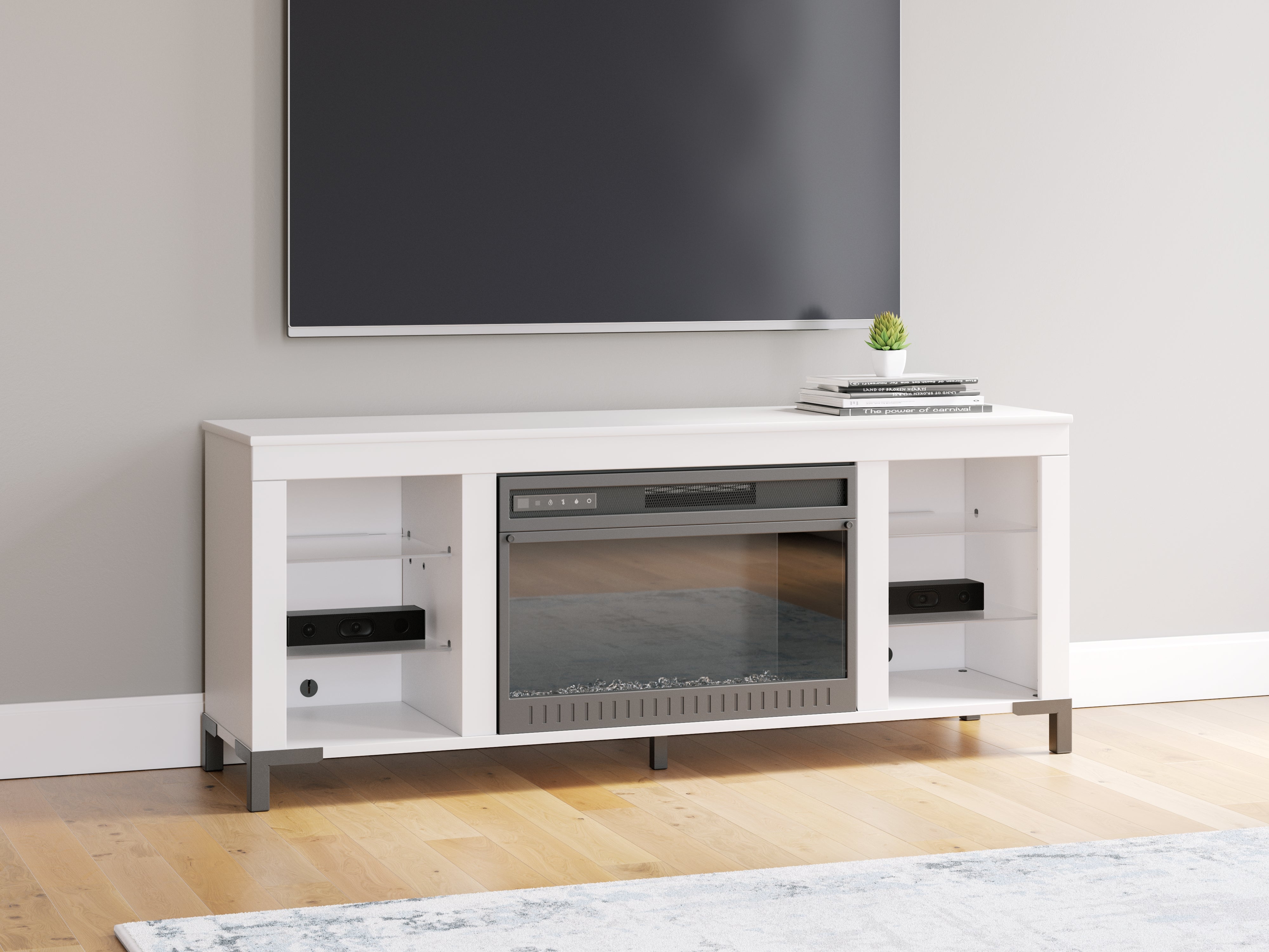 Hoover Furniture Outlet - Ashley Furniture - Brollevi 60" TV Stand with Electric Fireplace - 60" with Electric Fireplace - W2722-168