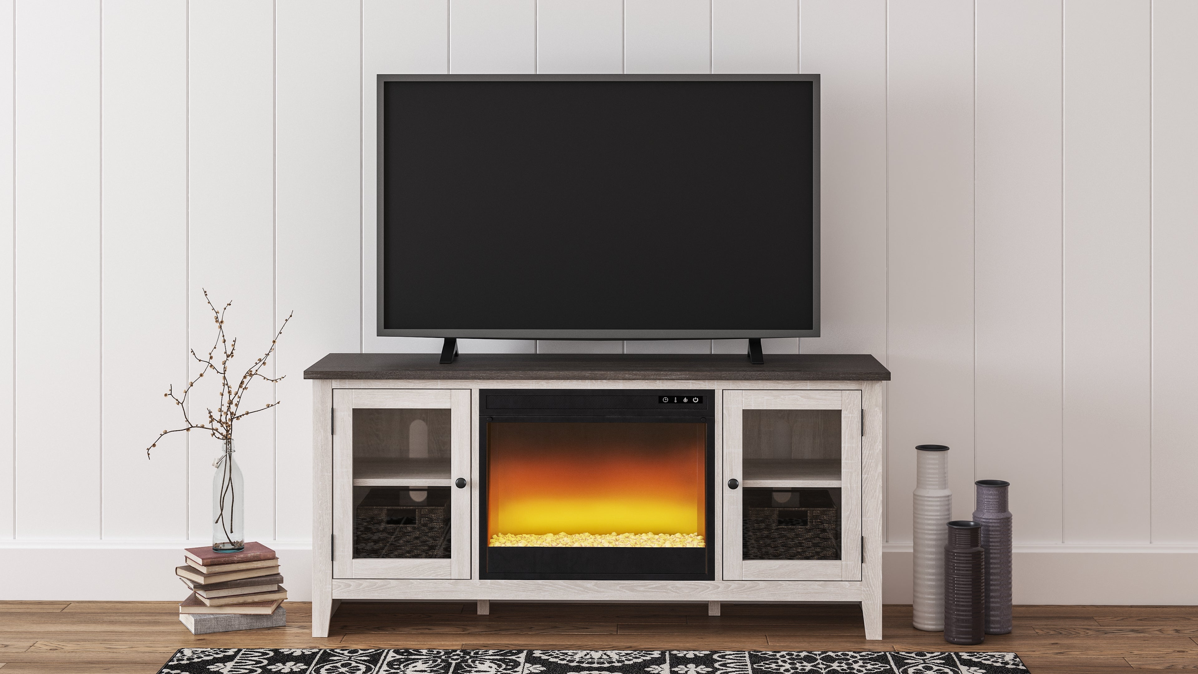 Hoover Furniture Outlet - Ashley Furniture - Dorrinson 60" TV Stand with Electric Fireplace - 60" TV Stand with Electric Fireplace - W287W2