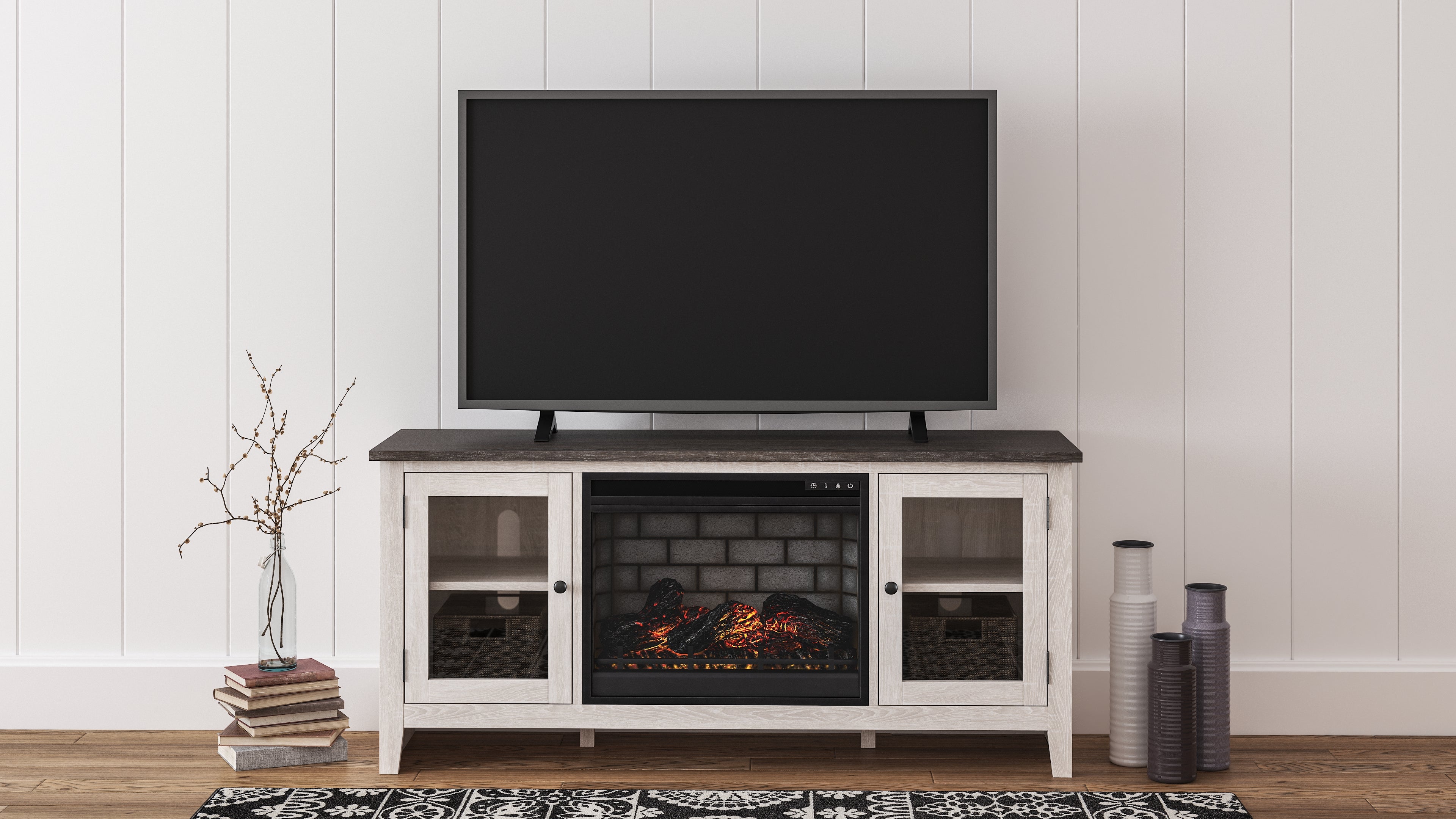 Hoover Furniture Outlet - Ashley Furniture - Dorrinson 60" TV Stand with Electric Fireplace - 60" TV Stand with Electric Fireplace - W287W3