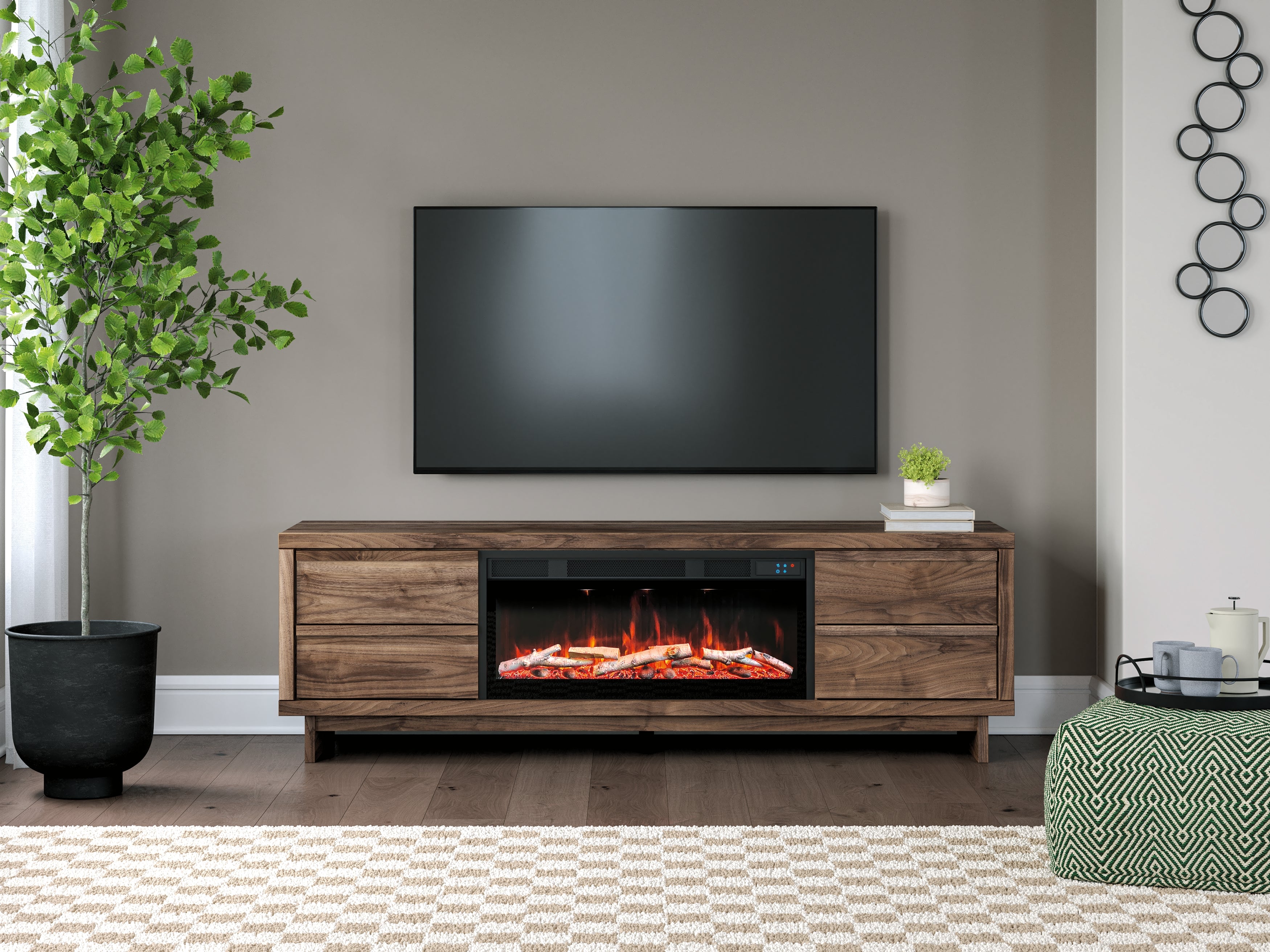 Hoover Furniture Outlet - Ashley Furniture - Zadilyn 72" TV Stand with Electric Fireplace - 72" TV Stand with Electric Fireplace - W3367W1