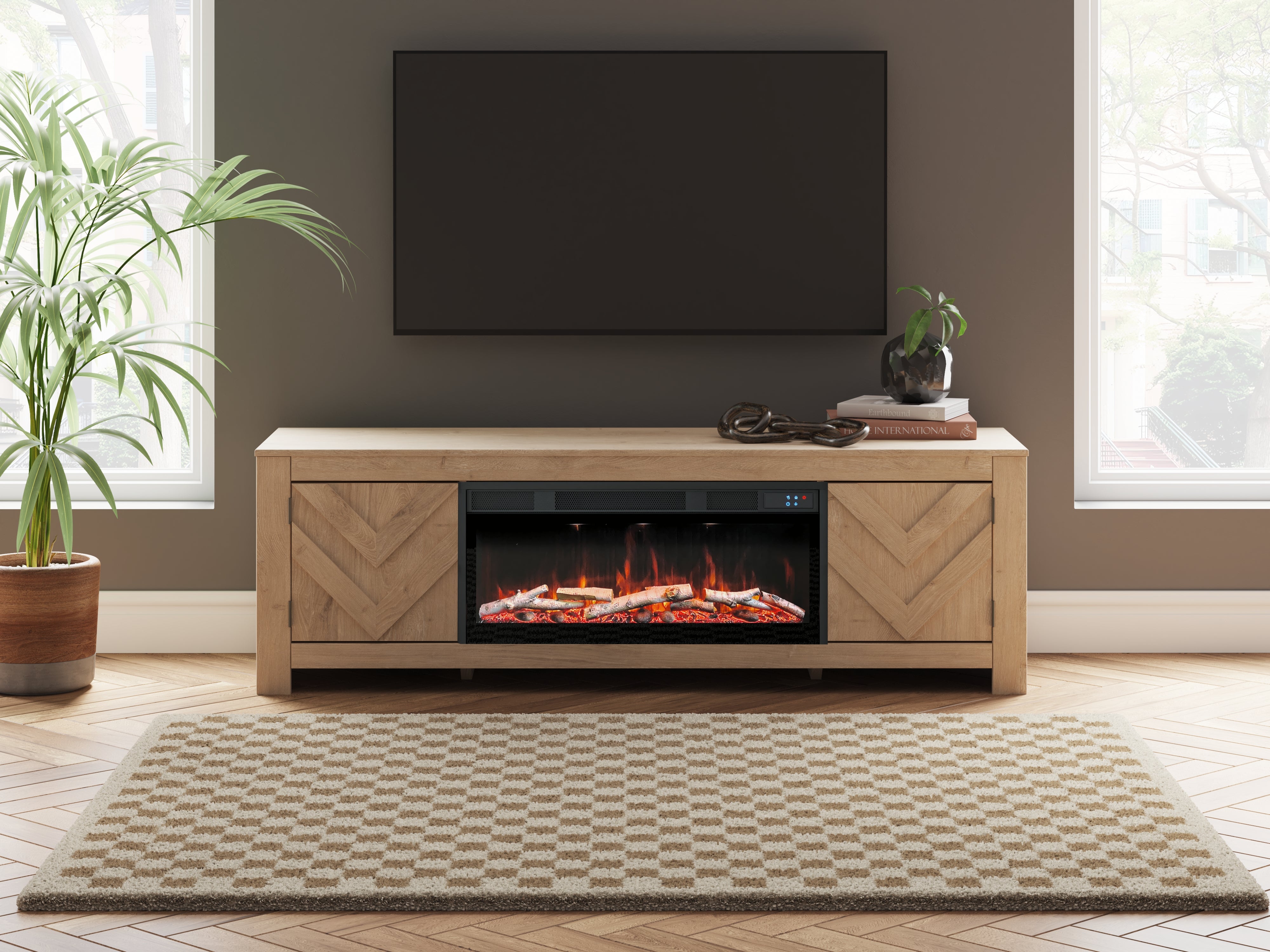 Hoover Furniture Outlet - Ashley Furniture - Cayboni 71" TV Stand with Electric Fireplace - 71" TV Stand with Electric Fireplace - W3787W1