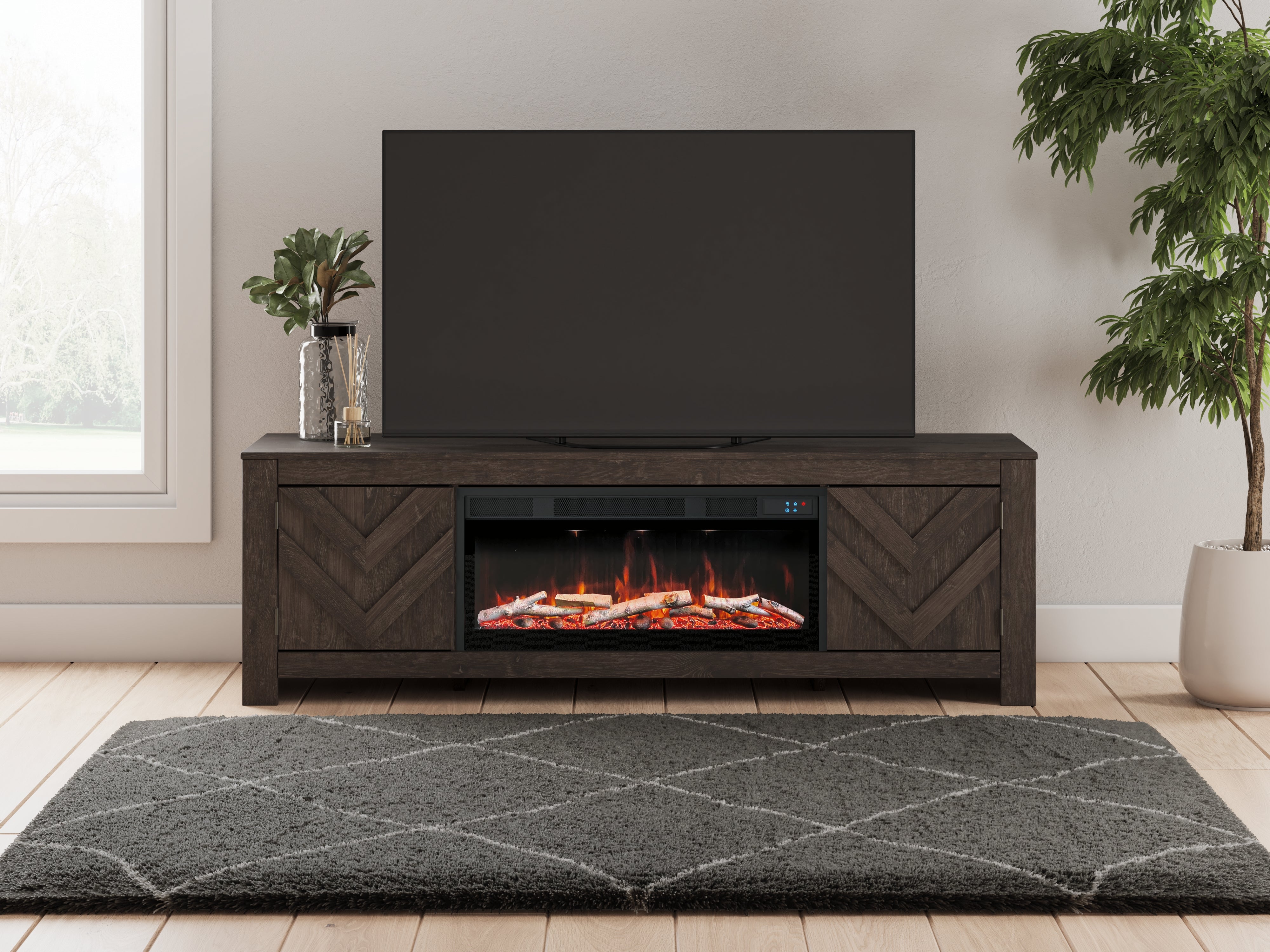 Hoover Furniture Outlet - Ashley Furniture - Cayboni 71" TV Stand with Electric Fireplace - 71" TV Stand with Electric Fireplace - W3789W1