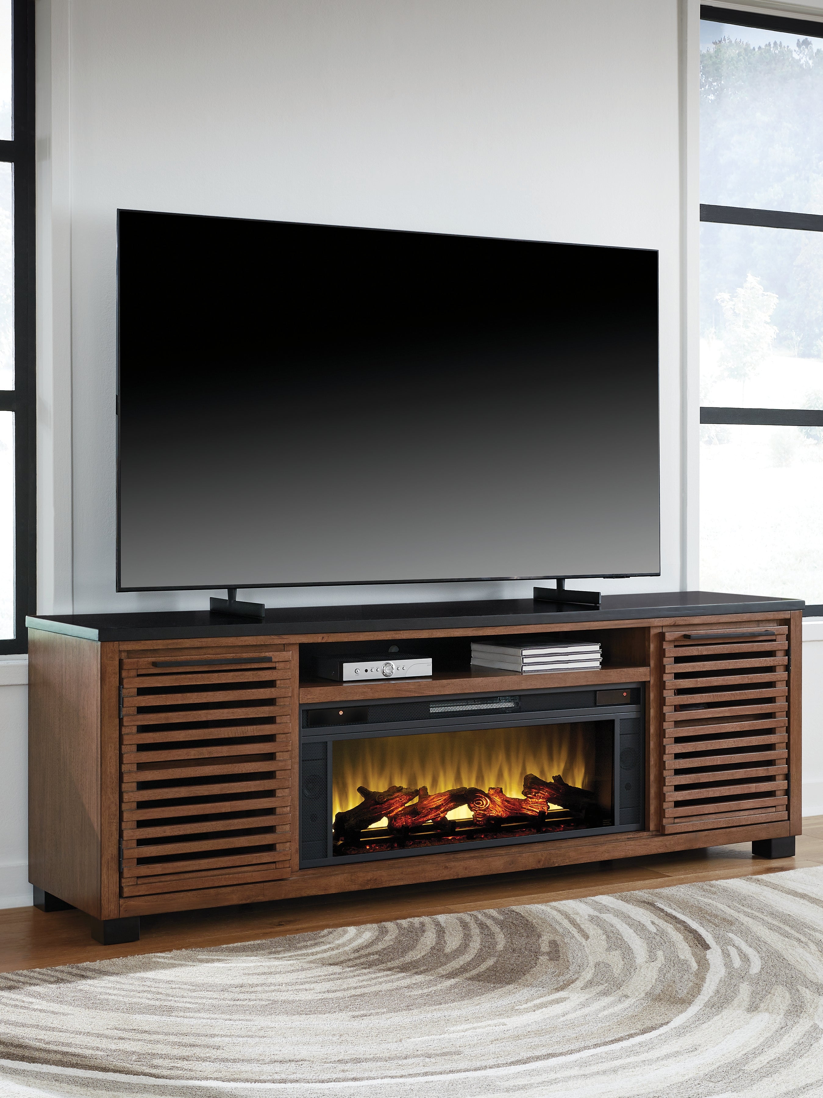 Hoover Furniture Outlet - Ashley Furniture - Kallari 84" TV Stand with Electric Fireplace - 84" TV Stand with Electric Fireplace - W737W1