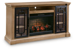 Hoover Furniture Outlet - Ashley Furniture - Wittenmyer 72" TV Stand with Electric Fireplace - 72" TV Stand with Electric Fireplace / Natural/Black - W794W1