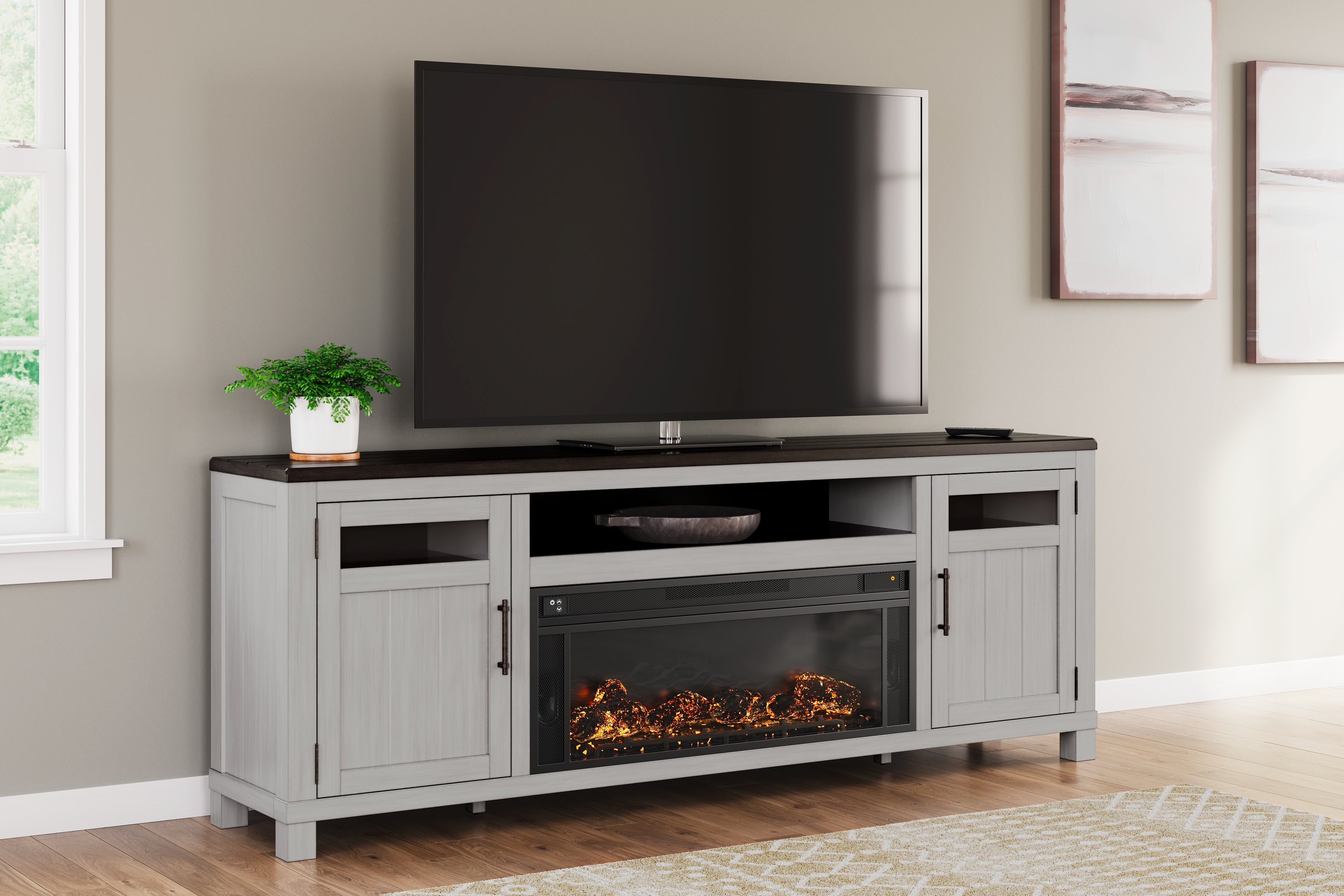 Hoover Furniture Outlet - Ashley Furniture - Darborn 88" TV Stand with Electric Fireplace - 88" TV Stand with Electric Fireplace - W796W1