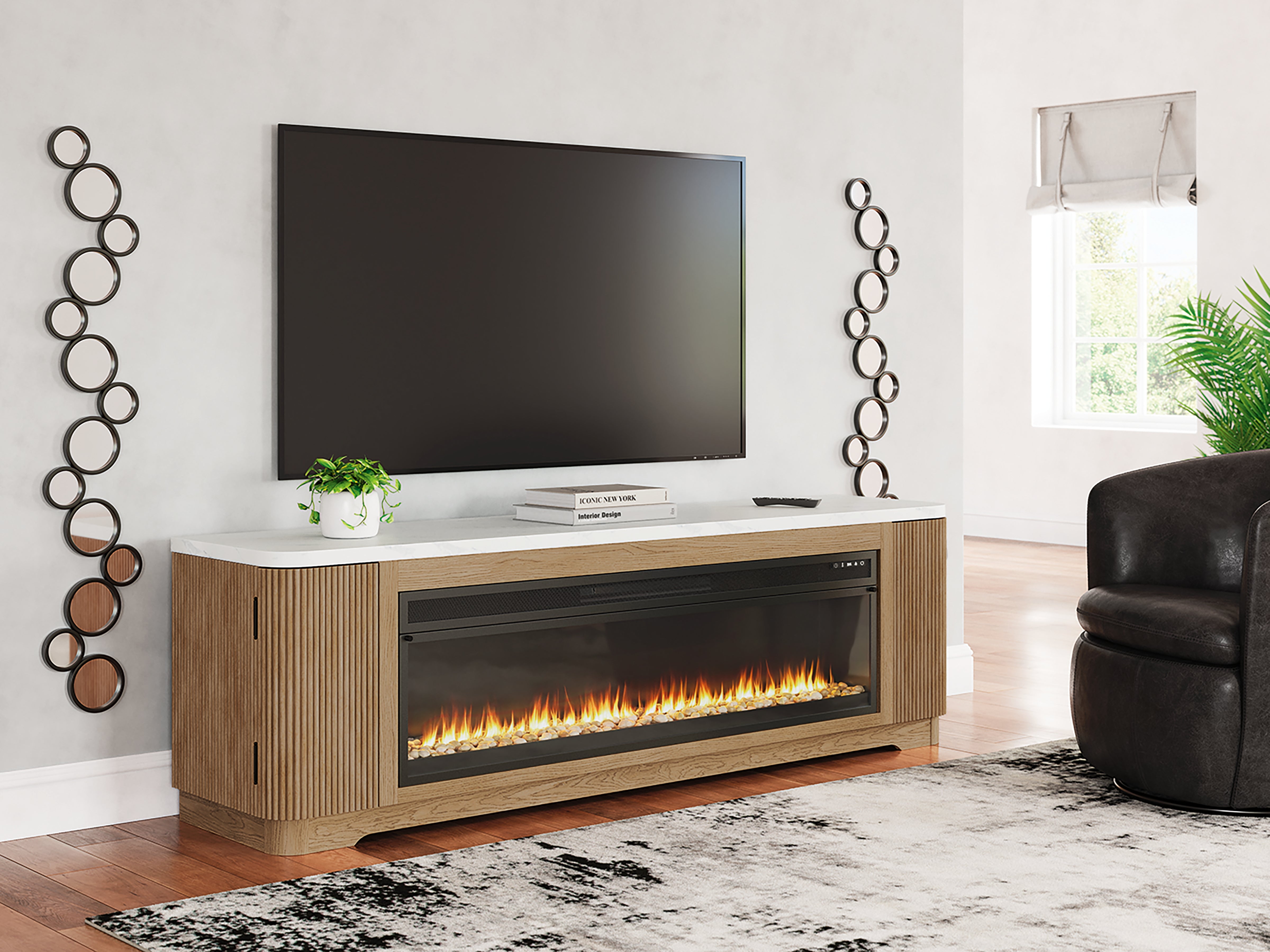 Hoover Furniture Outlet - Ashley Furniture - Camdill 80" TV Stand with Electric Fireplace - 80" TV Stand with Electric Fireplace - W808W1