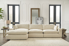 Hoover Furniture Outlet - Ashley Furniture - Elyza 3-Piece Sectional with Chaise - RAF 3-Piece Sectional with Chaise / Linen - 10006S3