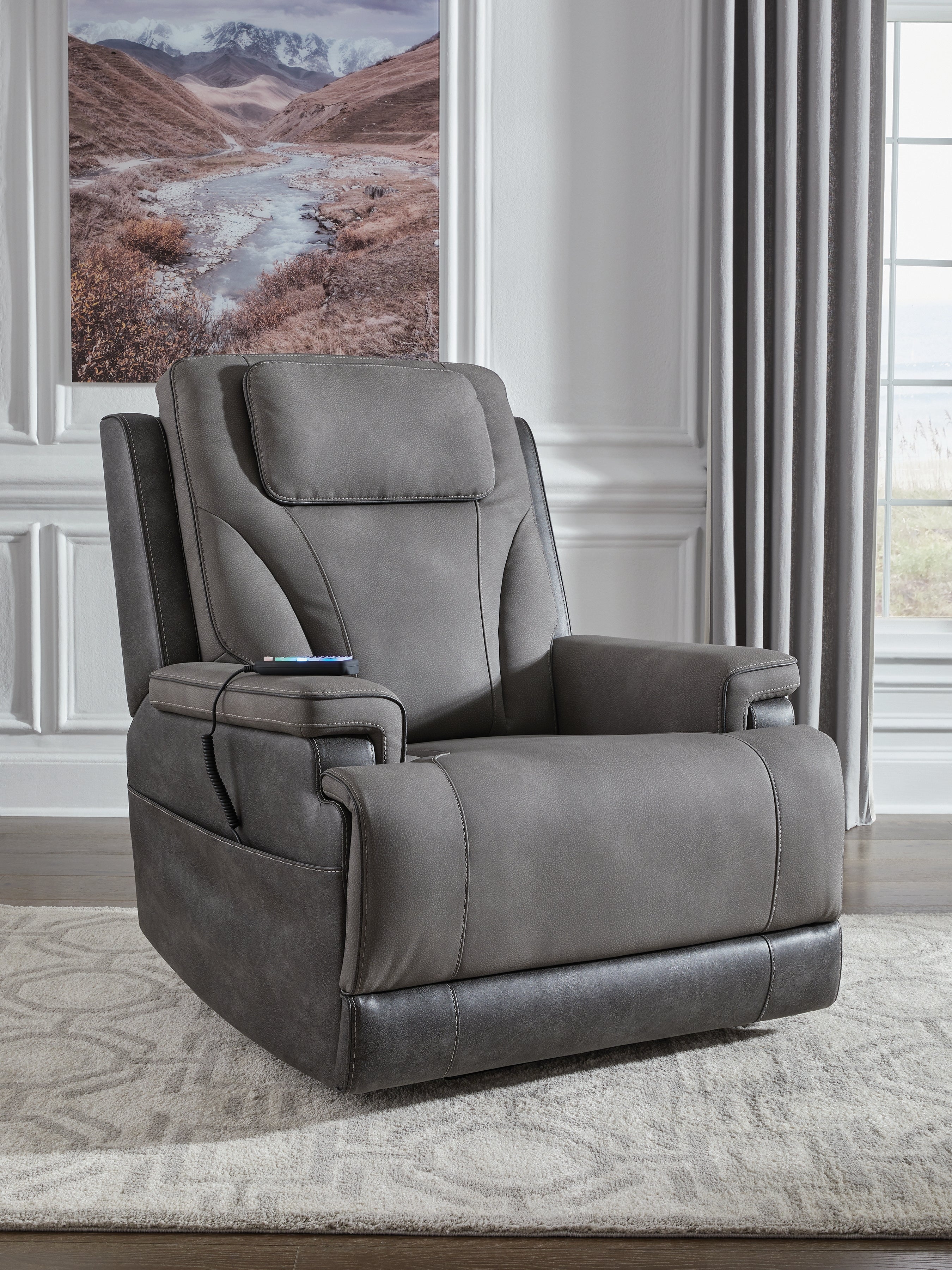 Hoover Furniture Outlet - Ashley Furniture - 4Z-Peaceful Pause Power Lift Recliner - Power Lift Recliner / Slate - PC1210412