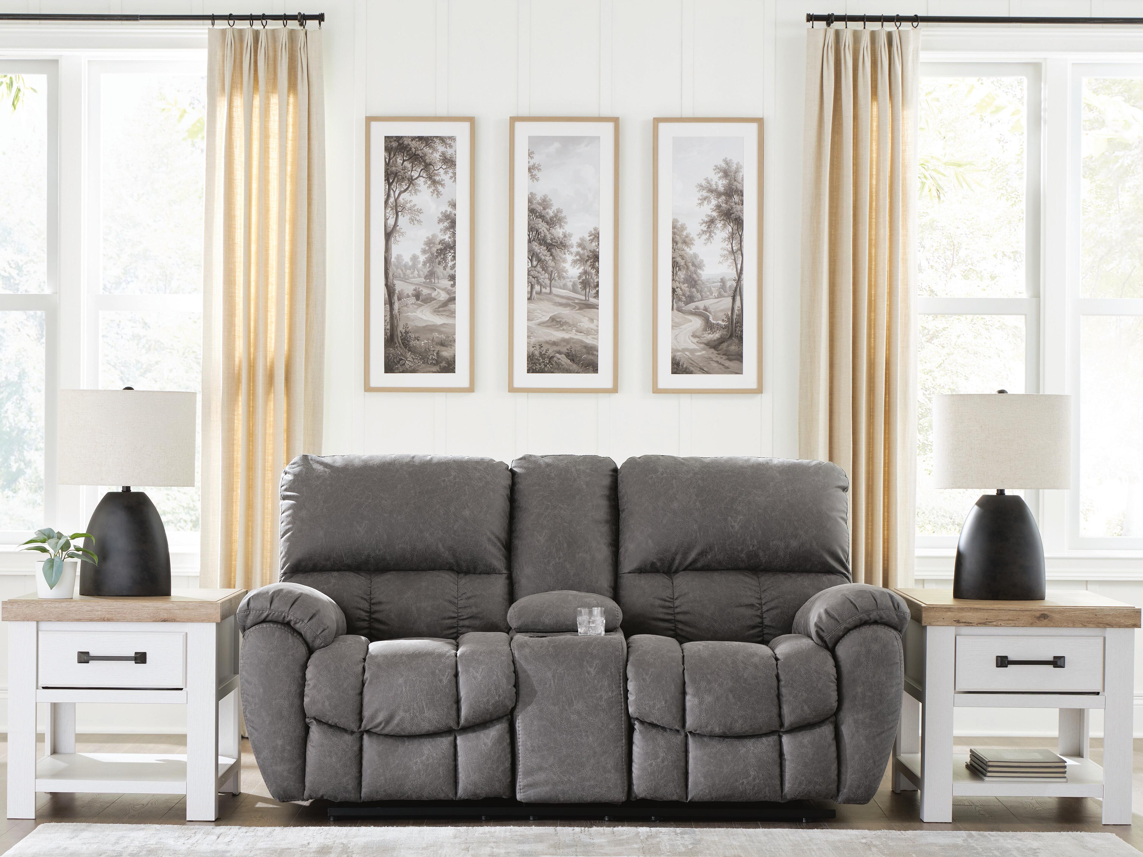 Hoover Furniture Outlet - Ashley Furniture - Bakerstein Power Reclining Loveseat with Console - PWR REC Loveseat/CON/ADJ HDRST - PC1250318