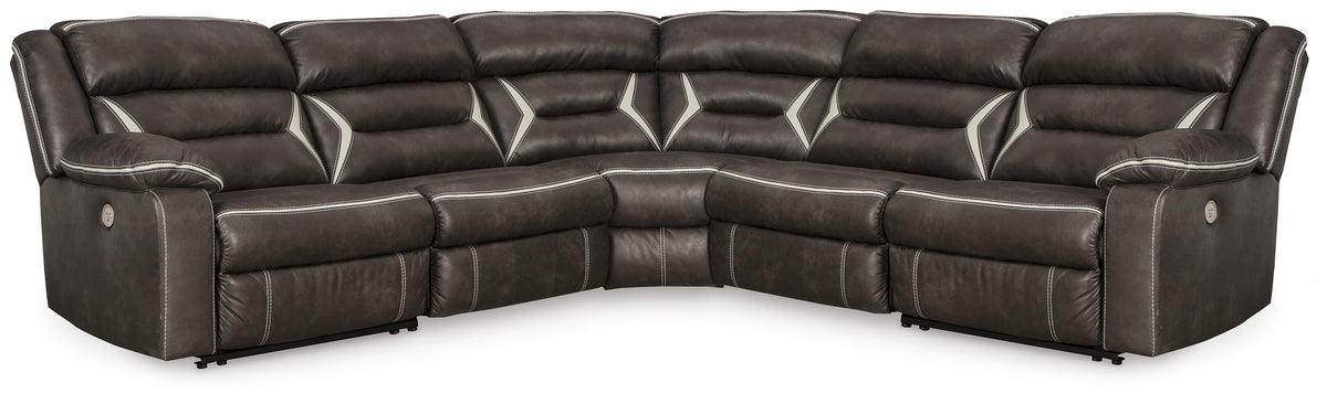 Hoover Furniture Outlet - Ashley Furniture - Kincord 5-Piece Power Reclining Sectional - 5-Piece Power Reclining Sectional / Midnight - 13104S6