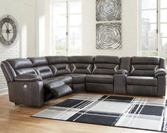 Hoover Furniture Outlet - Ashley Furniture - Kincord 4-Piece Power Reclining Sectional - 4-Piece Power Reclining Sectional / Midnight - 13104S3