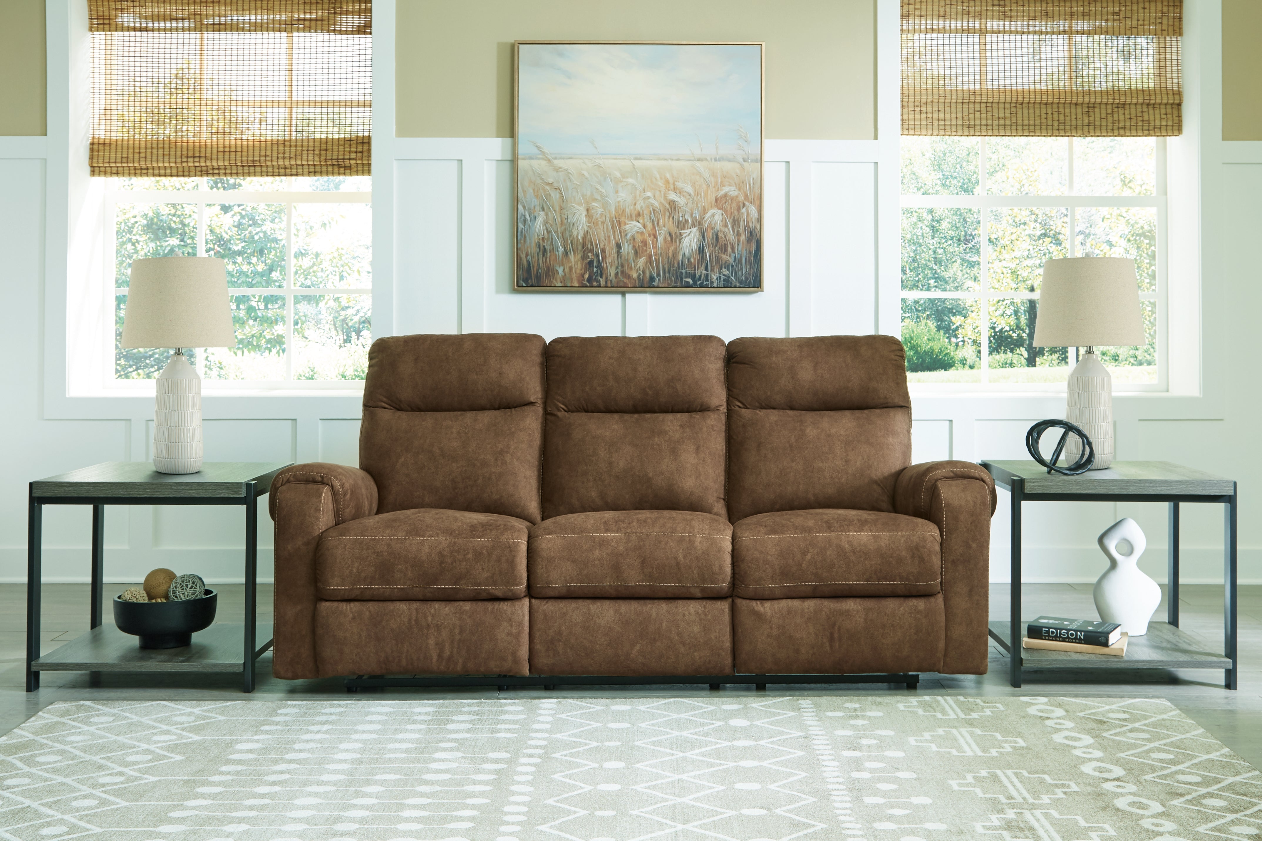 Hoover Furniture Outlet - Ashley Furniture - Edenwold Reclining Sofa - Reclining Sofa / Brindle - 1380588