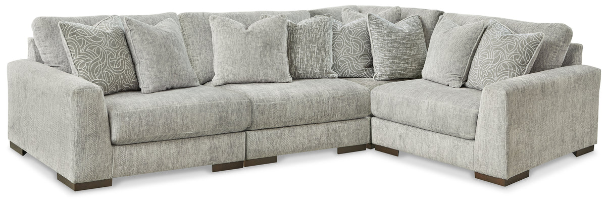Hoover Furniture Outlet - Ashley Furniture - Regent Park 4-Piece Sectional - RAF 4-Piece Sectional / Pewter - 14404S2