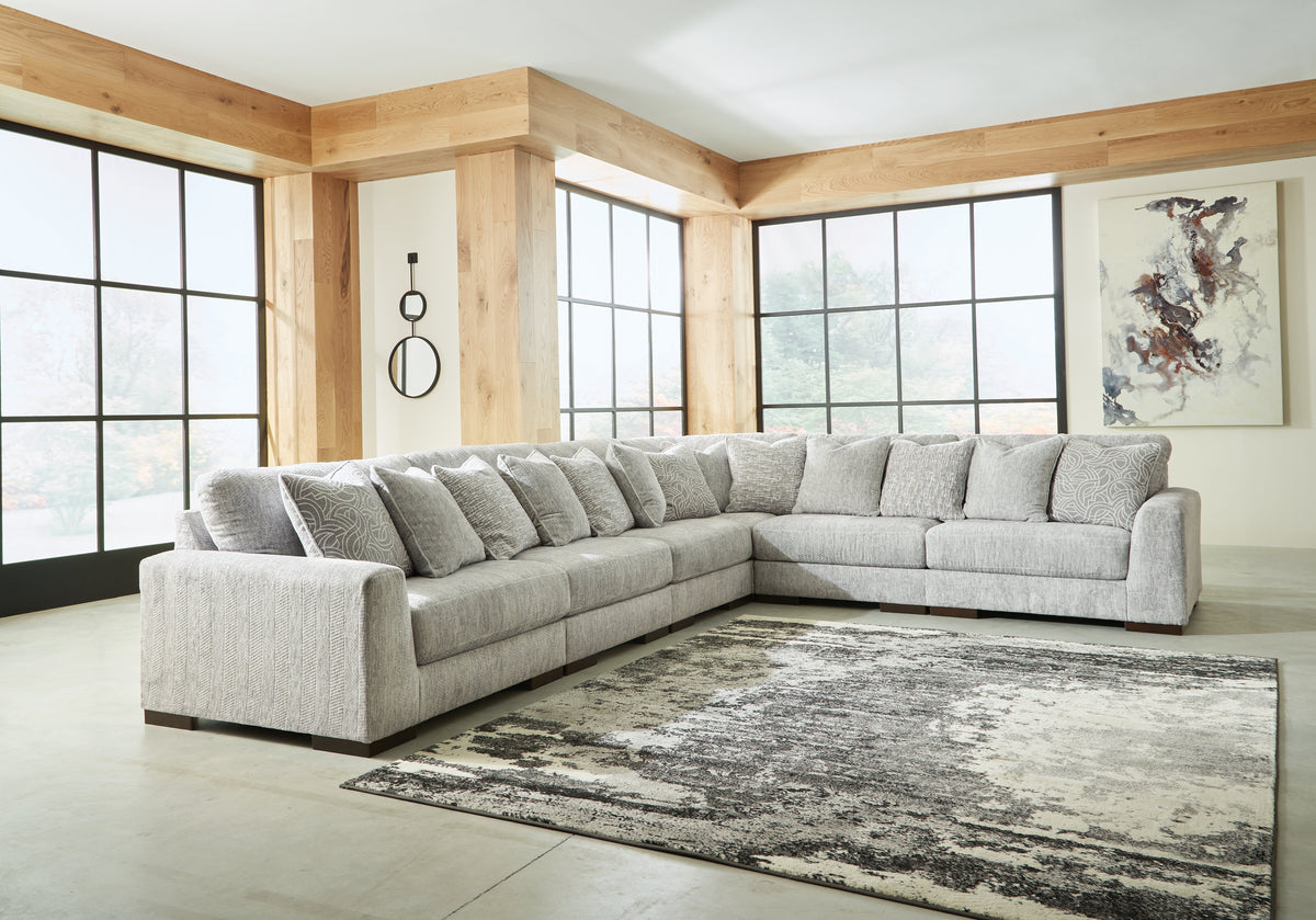 Hoover Furniture Outlet - Ashley Furniture - Regent Park 6-Piece Sectional - RAF 6-Piece Sectional / Pewter - 14404S7