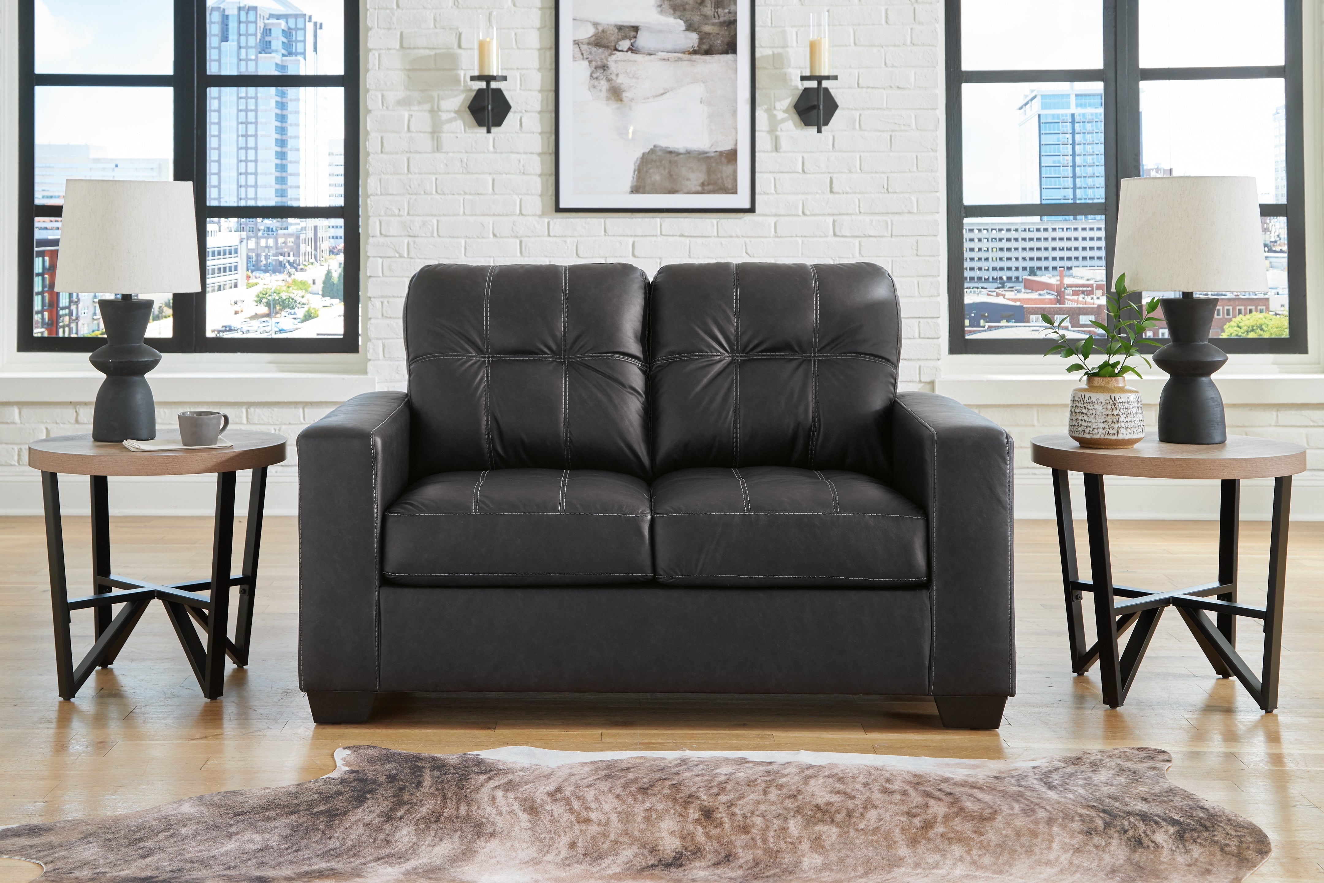 Hoover Furniture Outlet - Ashley Furniture - Barlin Mills Loveseat - Loveseat / Carbon - 1700435