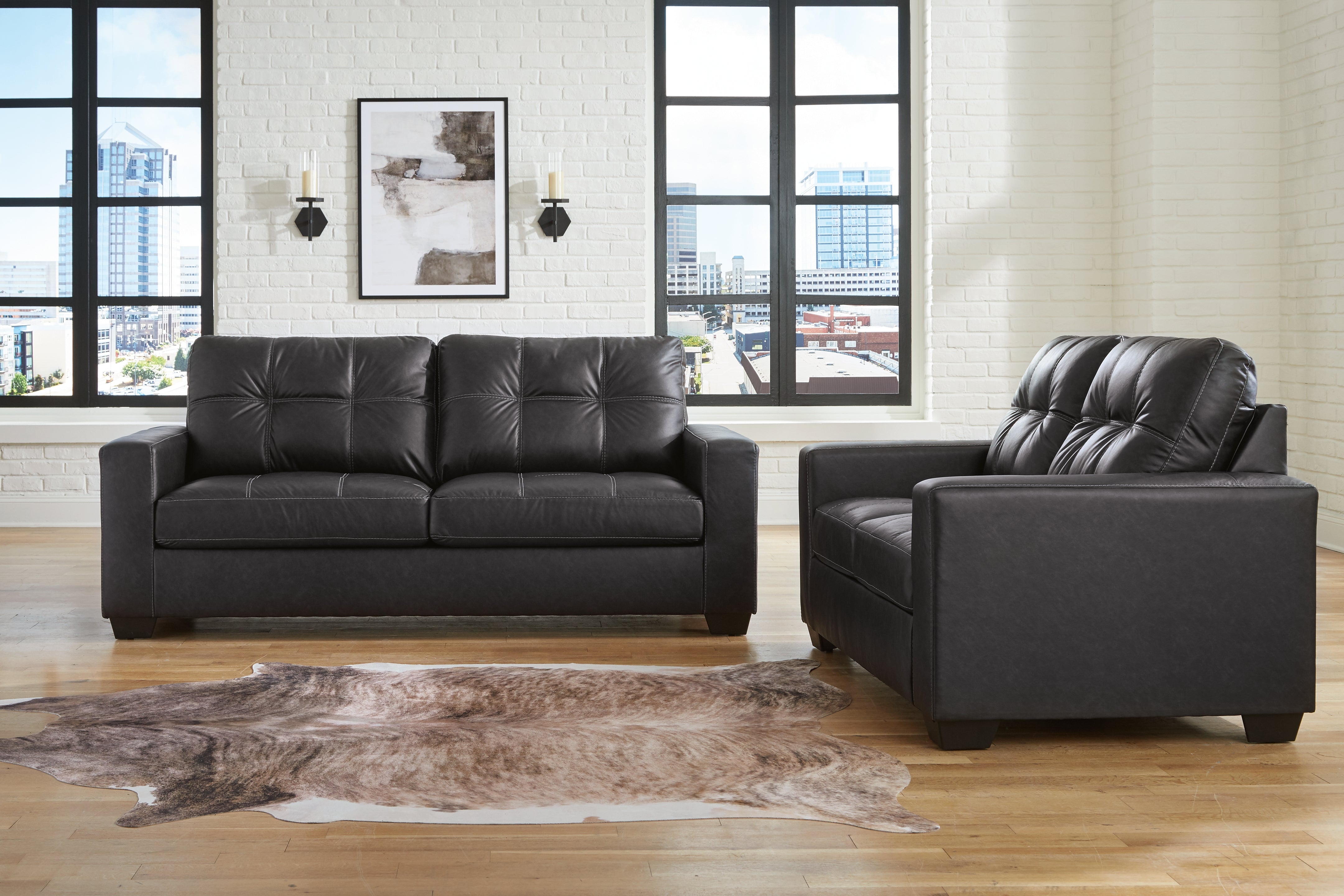 Hoover Furniture Outlet - Ashley Furniture - Barlin Mills Sofa and Loveseat - Sofa and Loveseat / Carbon - 17004U1