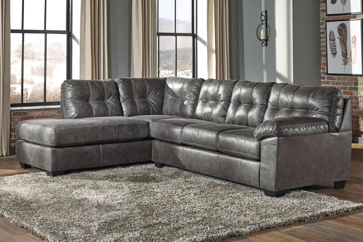 Hoover Furniture Outlet - Ashley Furniture - Fallston 2-Piece Sectional with Chaise - RAF 2-Piece Sectional with Chaise / Slate - 17221S1