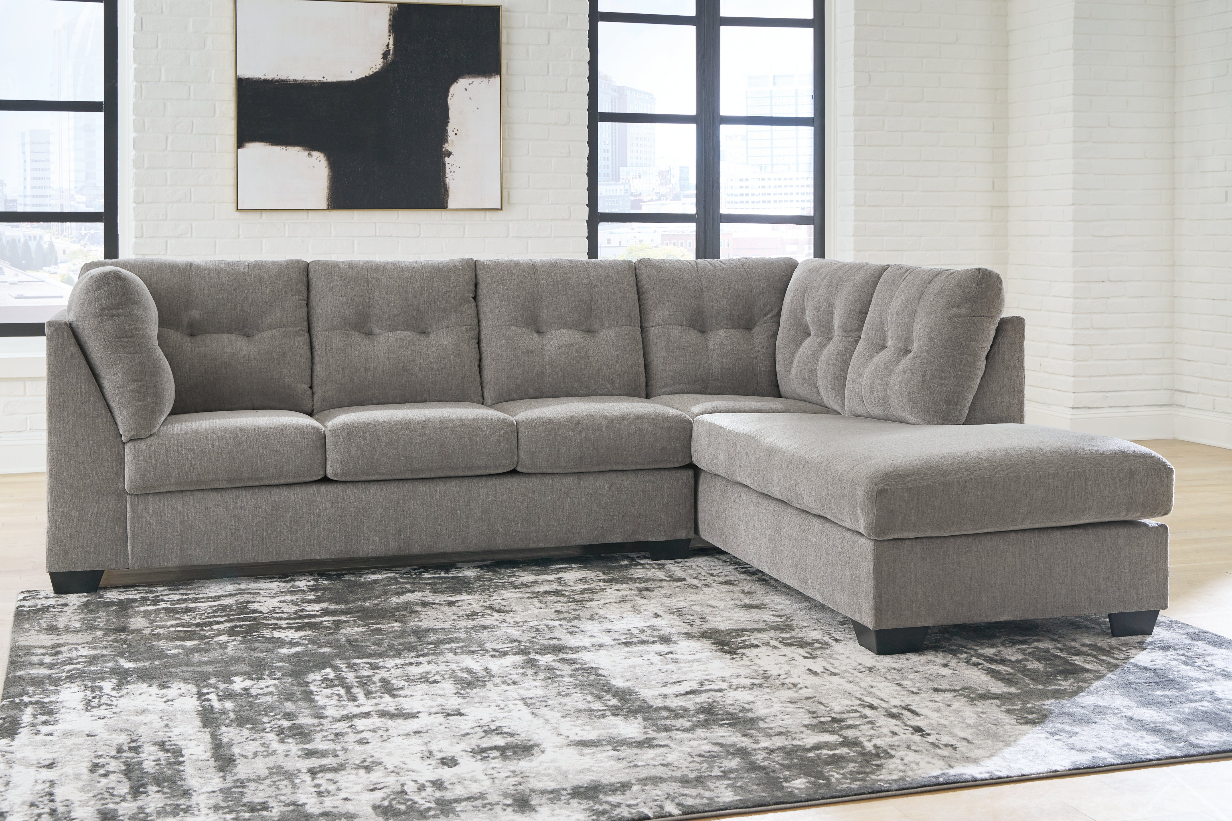 Hoover Furniture Outlet - Ashley Furniture - Lanelly 2-Piece Sectional with Chaise - LAF 2-Piece Sectional with Chaise / Alloy - 17504S1