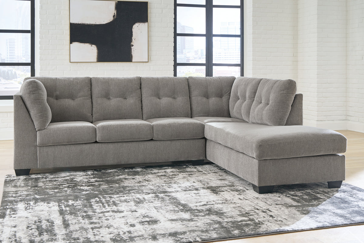 Hoover Furniture Outlet - Ashley Furniture - Lanelly 2-Piece Sectional with Chaise - LAF 2-Piece Sectional with Chaise / Alloy - 17504S1
