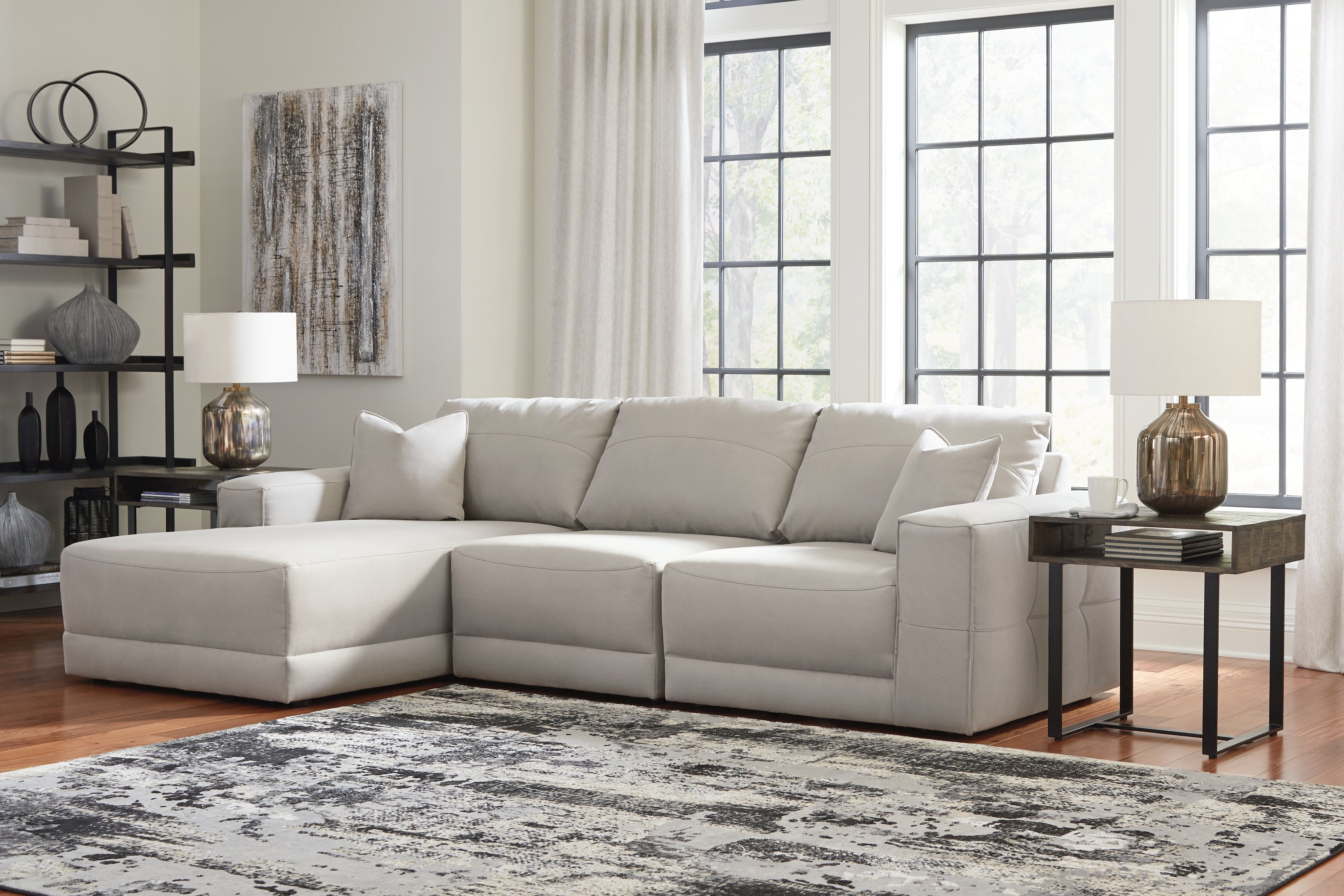 Hoover Furniture Outlet - Ashley Furniture - Next-Gen Gaucho 3-Piece Sectional Sofa with Chaise - RAF 3-Piece Sectional Sofa with Chaise / Gray - 18304S1